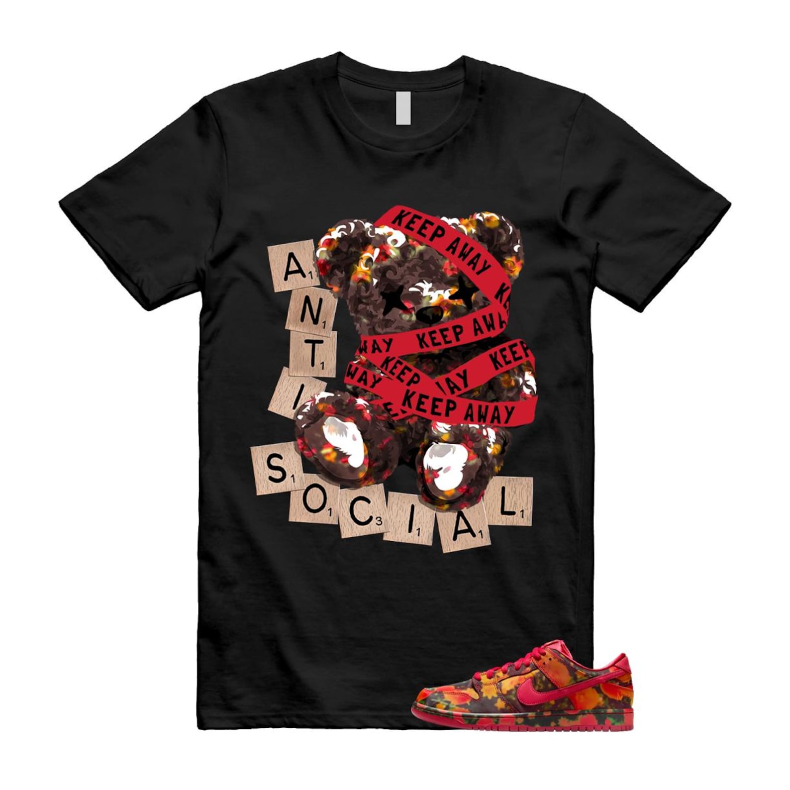 Dunk Oz Poppy Field Varsity Red University Gold T Shirt Match ANTI FZ1291-600 T-Shirt, Sneaker Match Tee