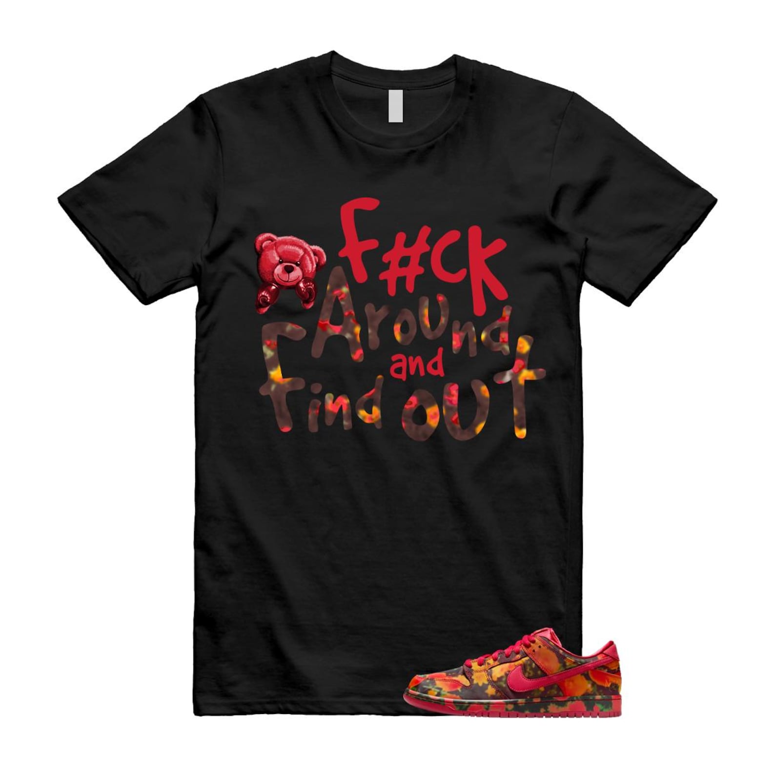 Dunk Oz Poppy Field Varsity Red University Gold T Shirt Match FCK Around and Find Out FZ1291-600 T-Shirt, Sneaker Match Tee