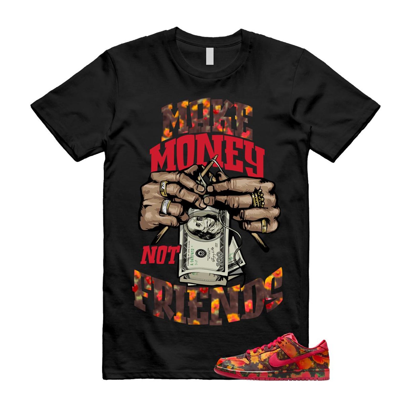 Dunk Oz Poppy Field Varsity Red University Gold T Shirt Match Make Money Not Friends FZ1291-600 T-Shirt, Sneaker Match Tee