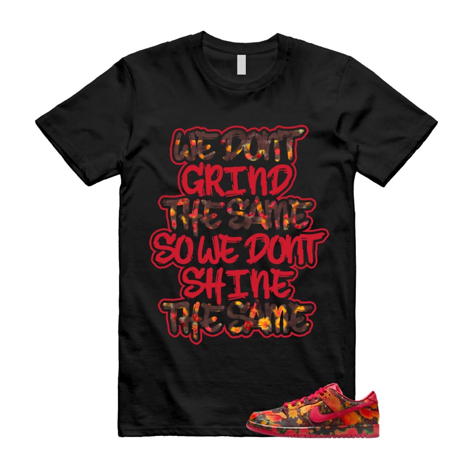 Dunk Oz Poppy Field Varsity Red University Gold T Shirt Match We Don't Grind the Same FZ1291-600 T-Shirt, Sneaker Match Tee
