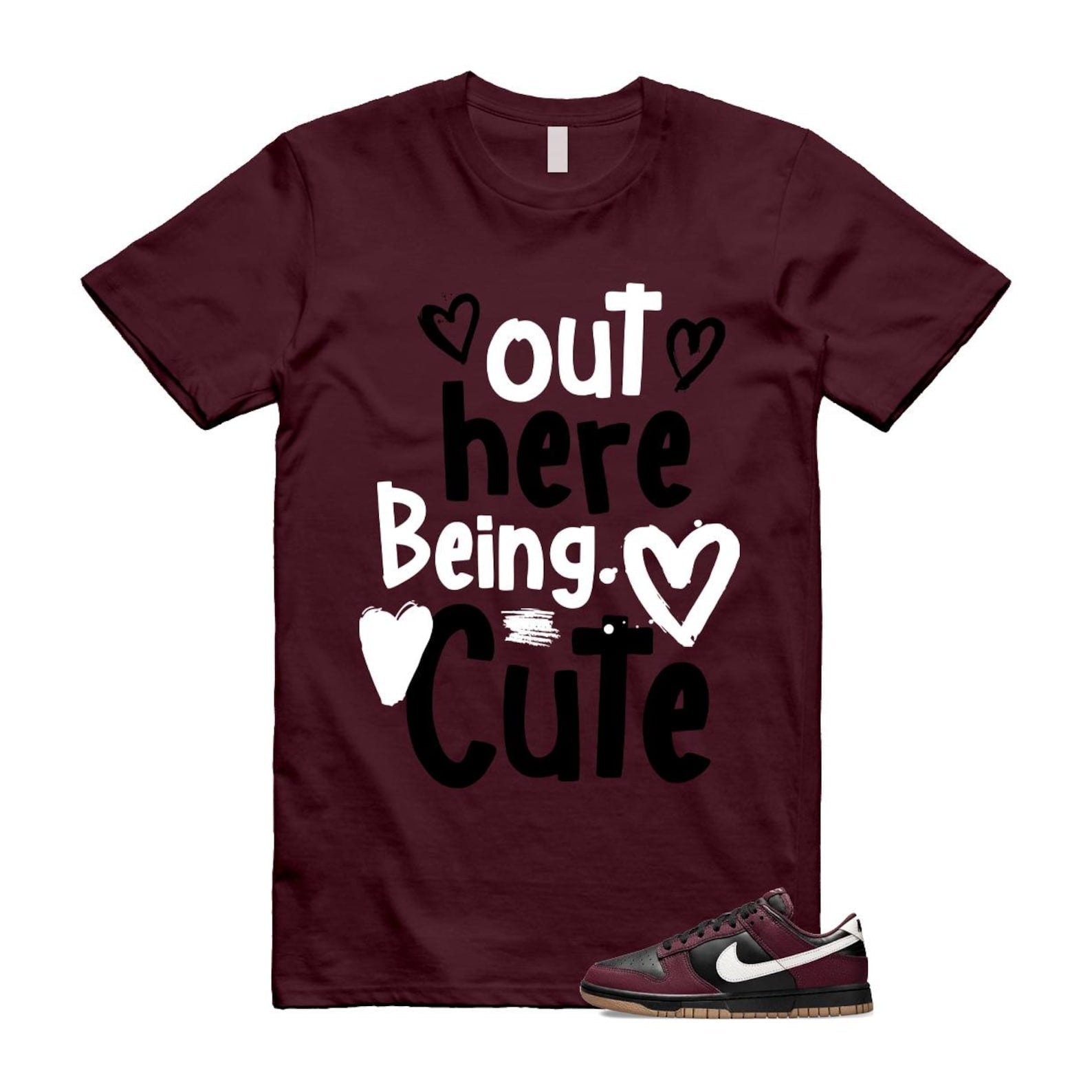 Dunk Burgundy Crush Black White Next Nature T Shirt Match C2 HM9658-600 T-Shirt, Sneaker Match Tee
