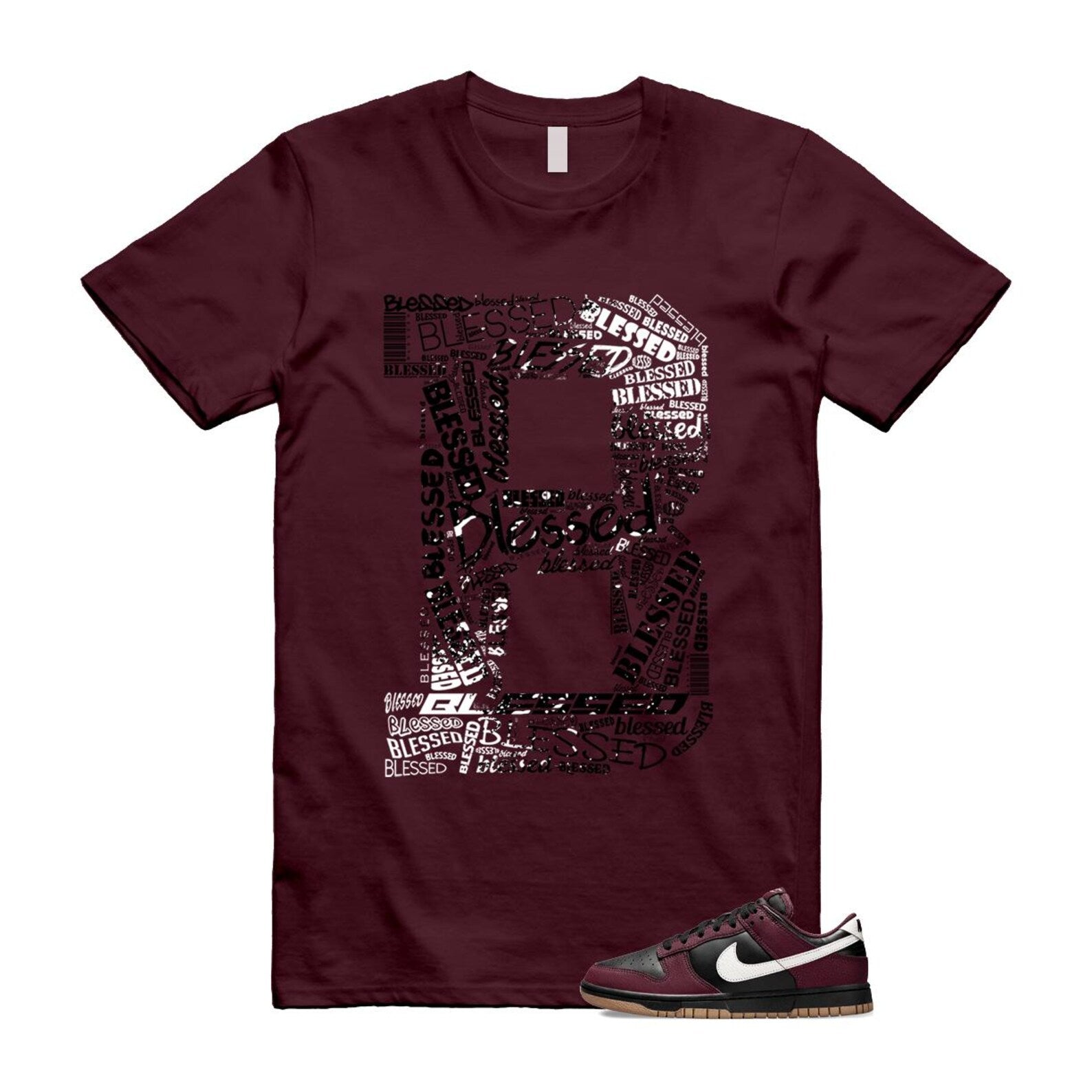 Dunk Burgundy Crush Black White Next Nature T Shirt Match B BLS HM9658-600 T-Shirt, Sneaker Match Tee
