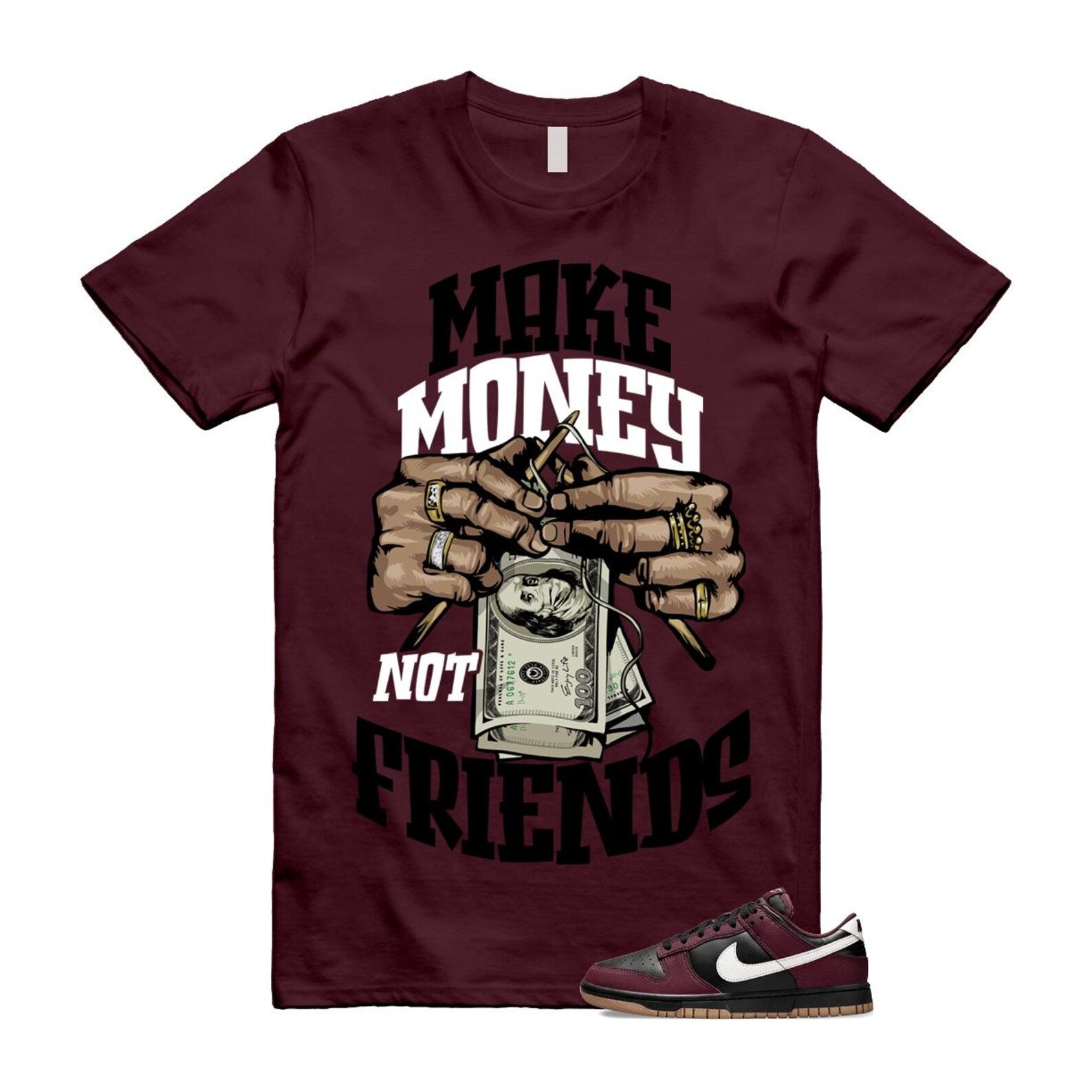 Dunk Burgundy Crush Black White Next Nature T Shirt Match MM HM9658-600 T-Shirt, Sneaker Match Tee
