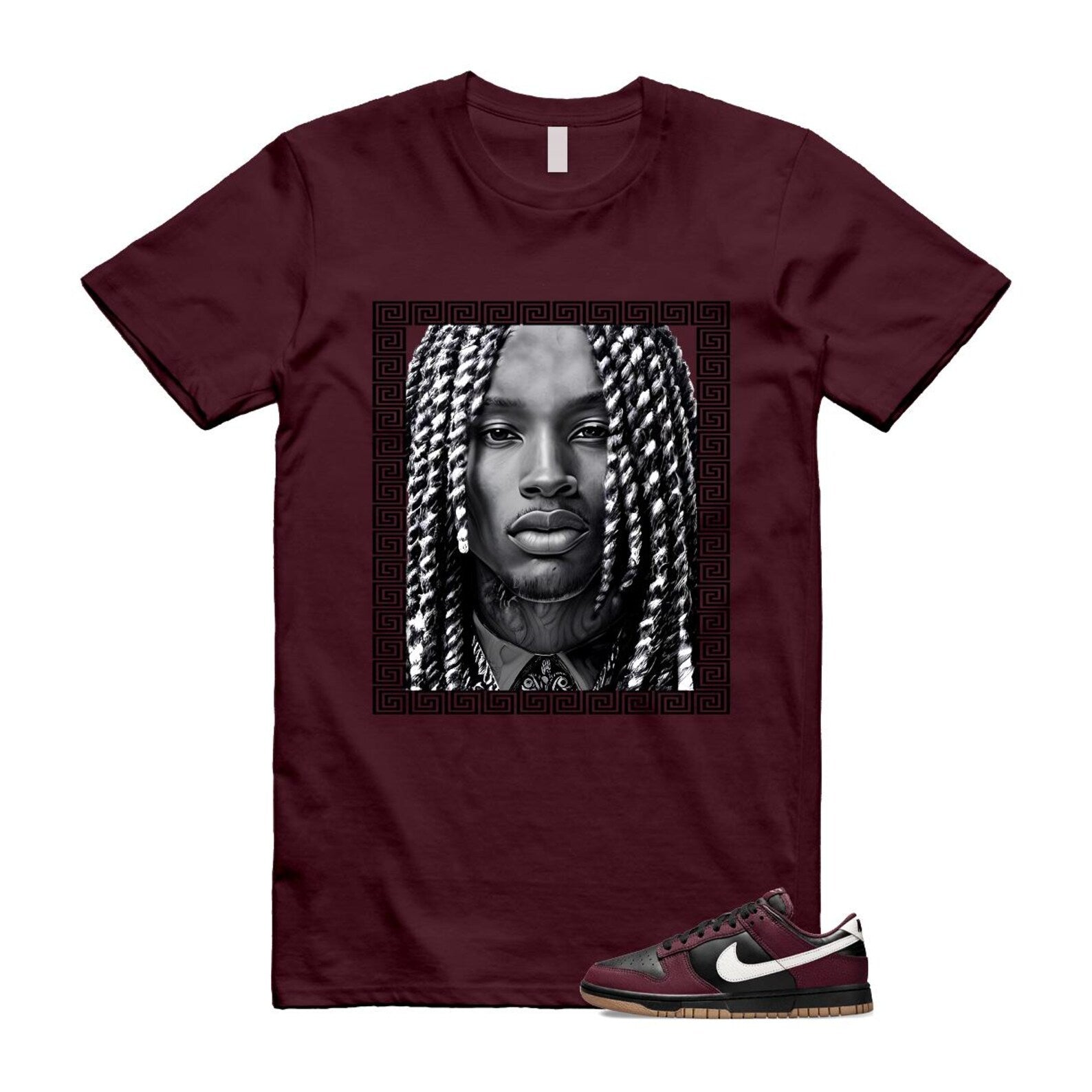 Dunk Burgundy Crush Black White Next Nature T Shirt Match VON HM9658-600 T-Shirt, Sneaker Match Tee