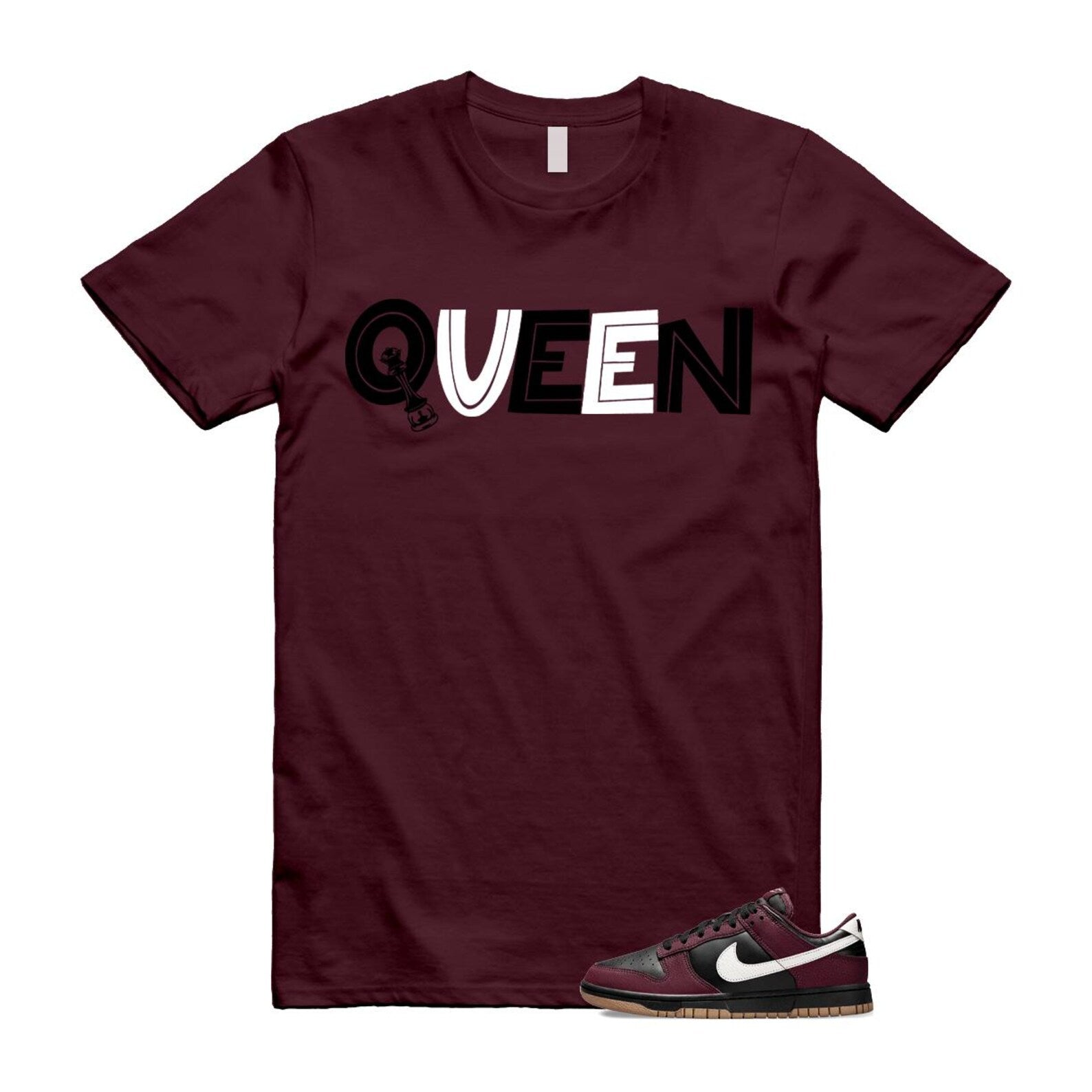 Dunk Burgundy Crush Black White Next Nature T Shirt Match QUEEN HM9658-600 T-Shirt, Sneaker Match Tee