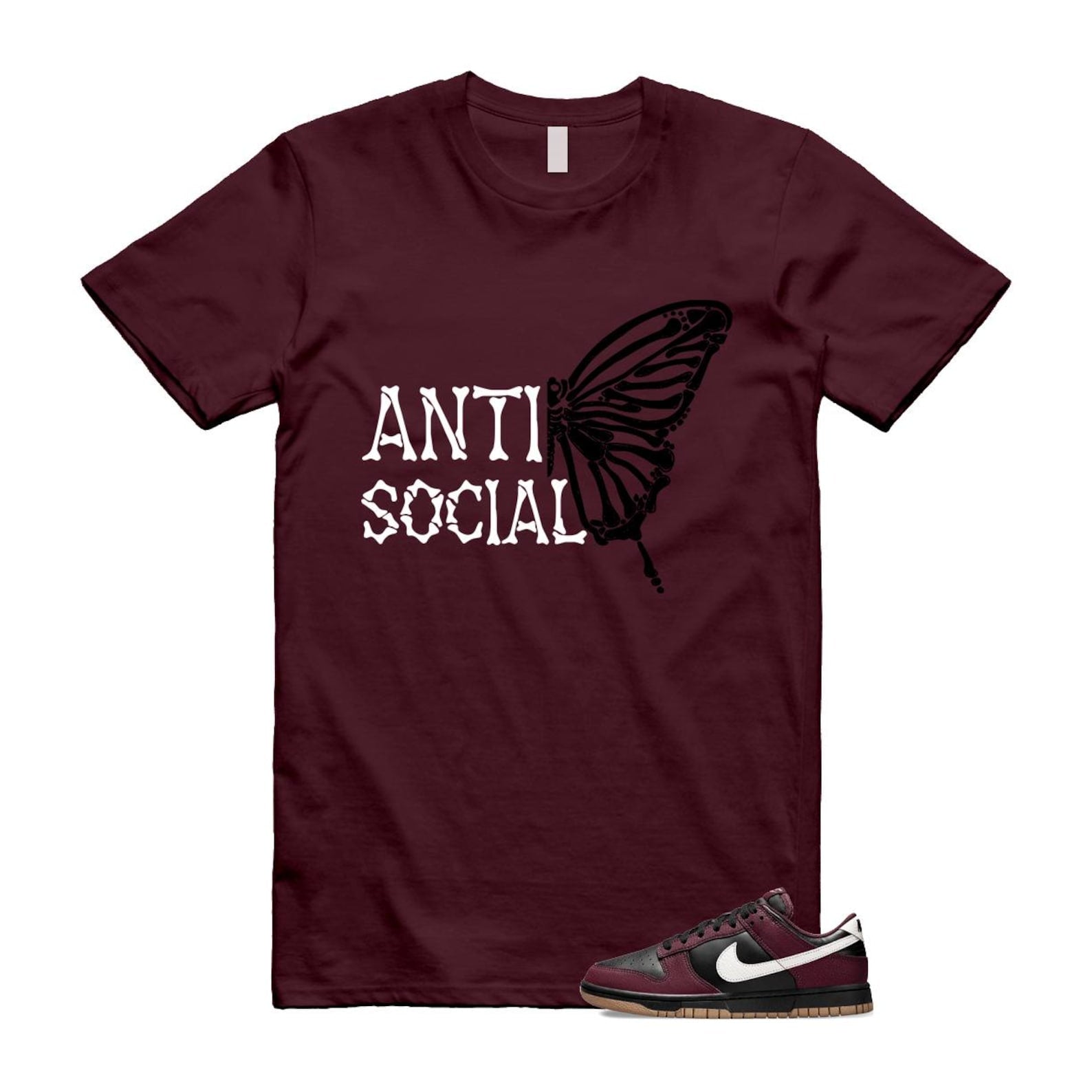 Dunk Burgundy Crush Black White Next Nature T Shirt Match ASB HM9658-600 T-Shirt, Sneaker Match Tee