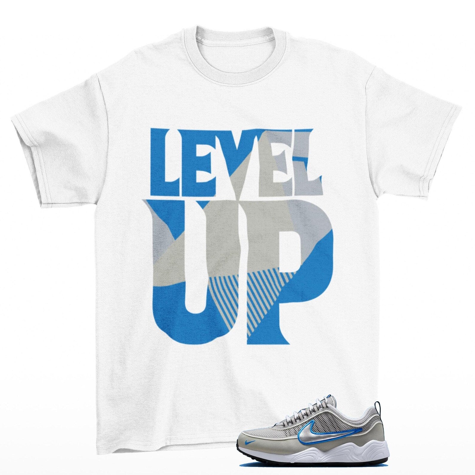 Level Up Air Zoom Spiridon OG Metallic Silver Sneaker Matching T Shirt, HF9117-003 T-Shirt, Sneaker Match Tee