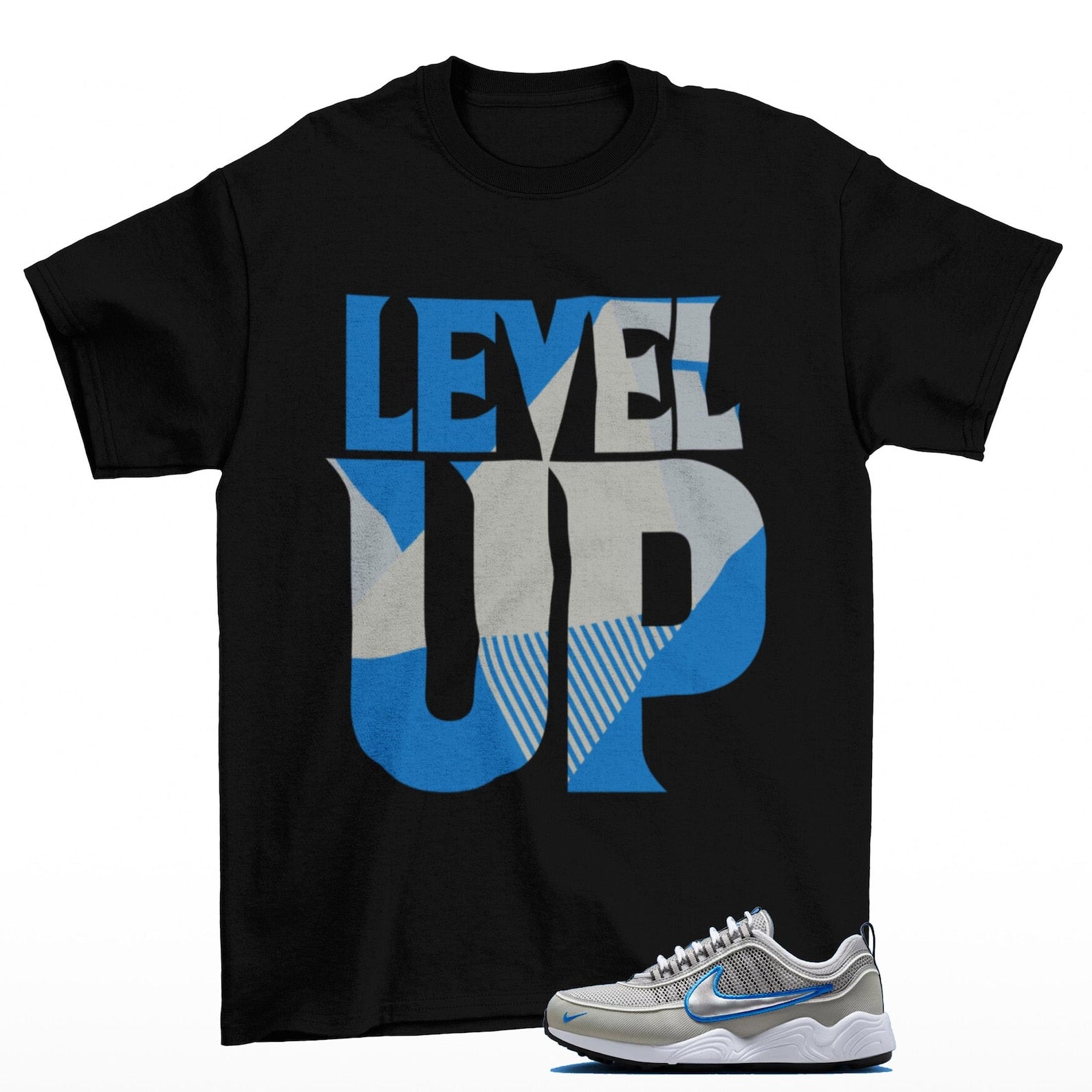 Level Up Air Zoom Spiridon OG Metallic Silver Sneaker Matching T Shirt, HF9117-003 T-Shirt, Sneaker Match Tee