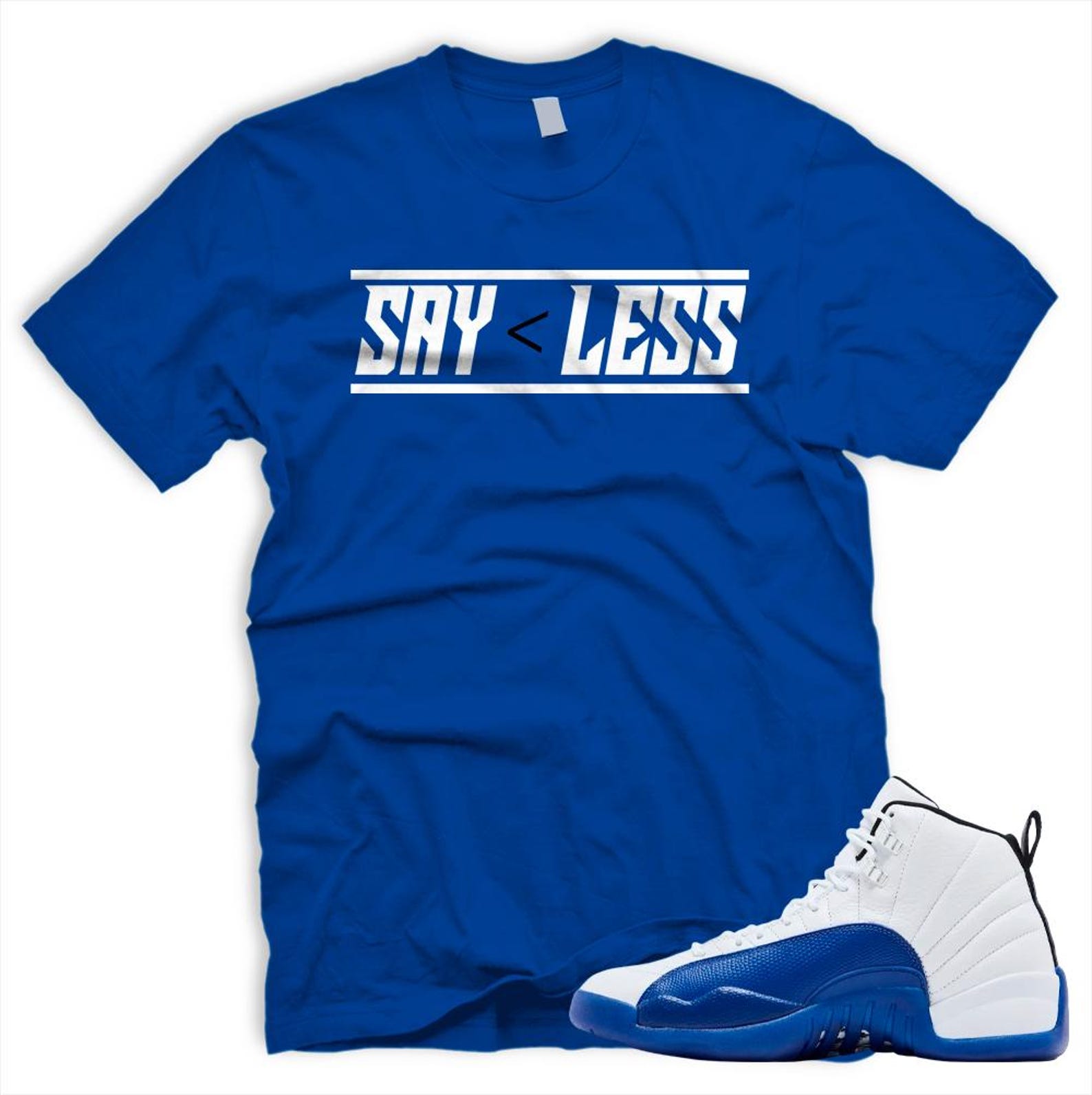 LESS Air J 12 Retro Blueberry White Black Matching T Shirt Game Royal Blue, CT8013-140 T-Shirt, Sneaker Match Tee