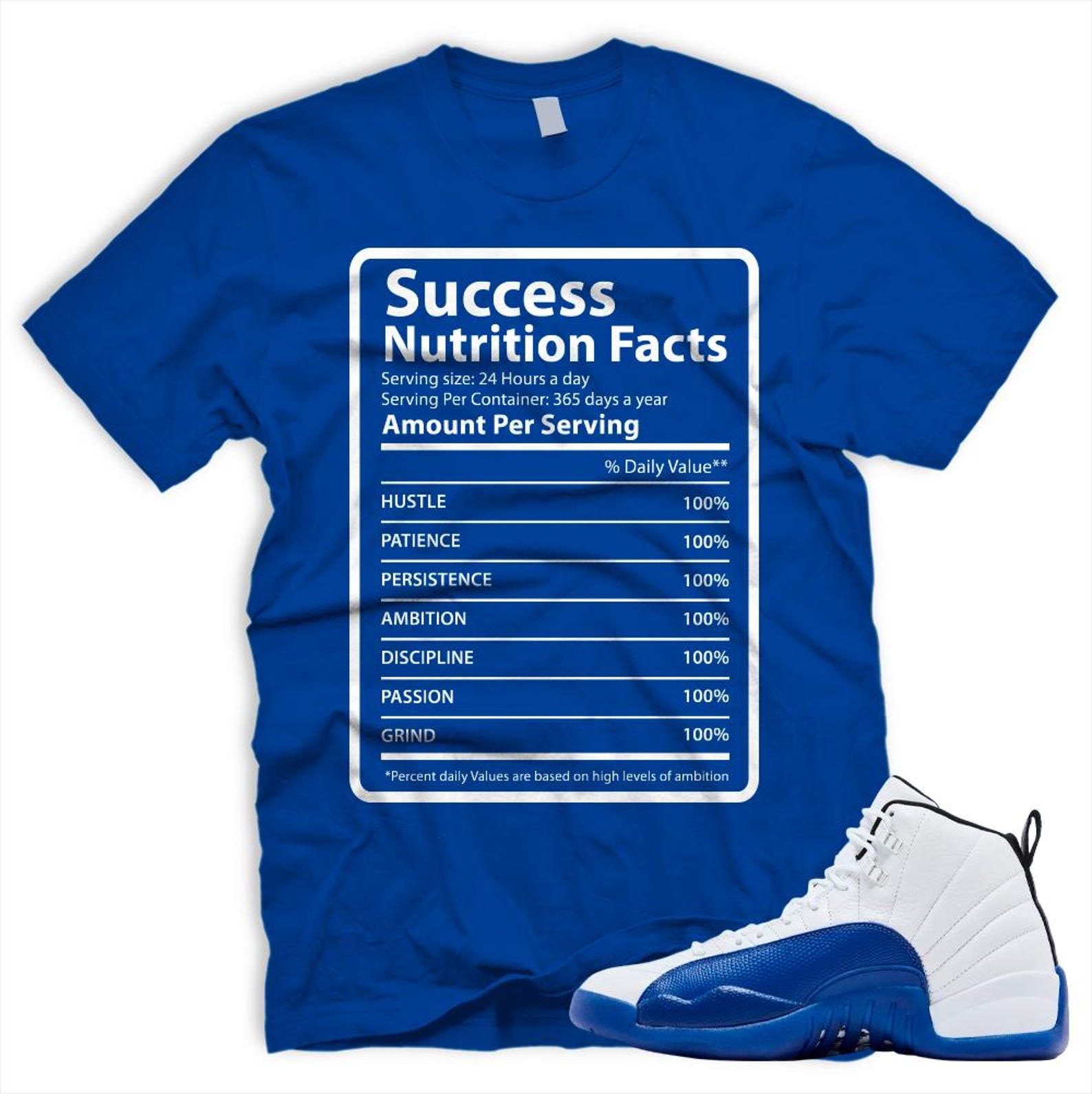 SCCSS Air J 12 Retro Blueberry White Black Matching T Shirt Game Royal Blue, CT8013-140 T-Shirt, Sneaker Match Tee