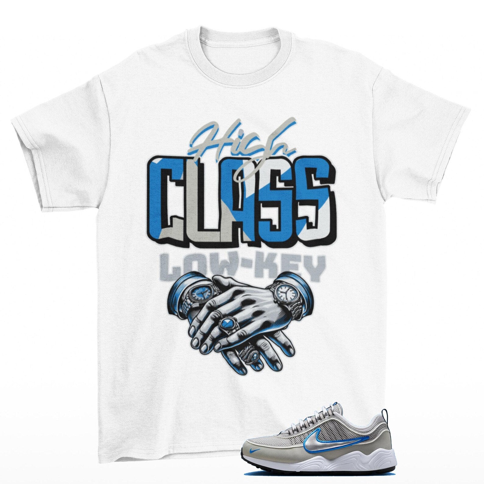 High Class Air Zoom Spiridon OG Metallic Silver Sneaker Matching T Shirt, HF9117-003 T-Shirt, Sneaker Match Tee