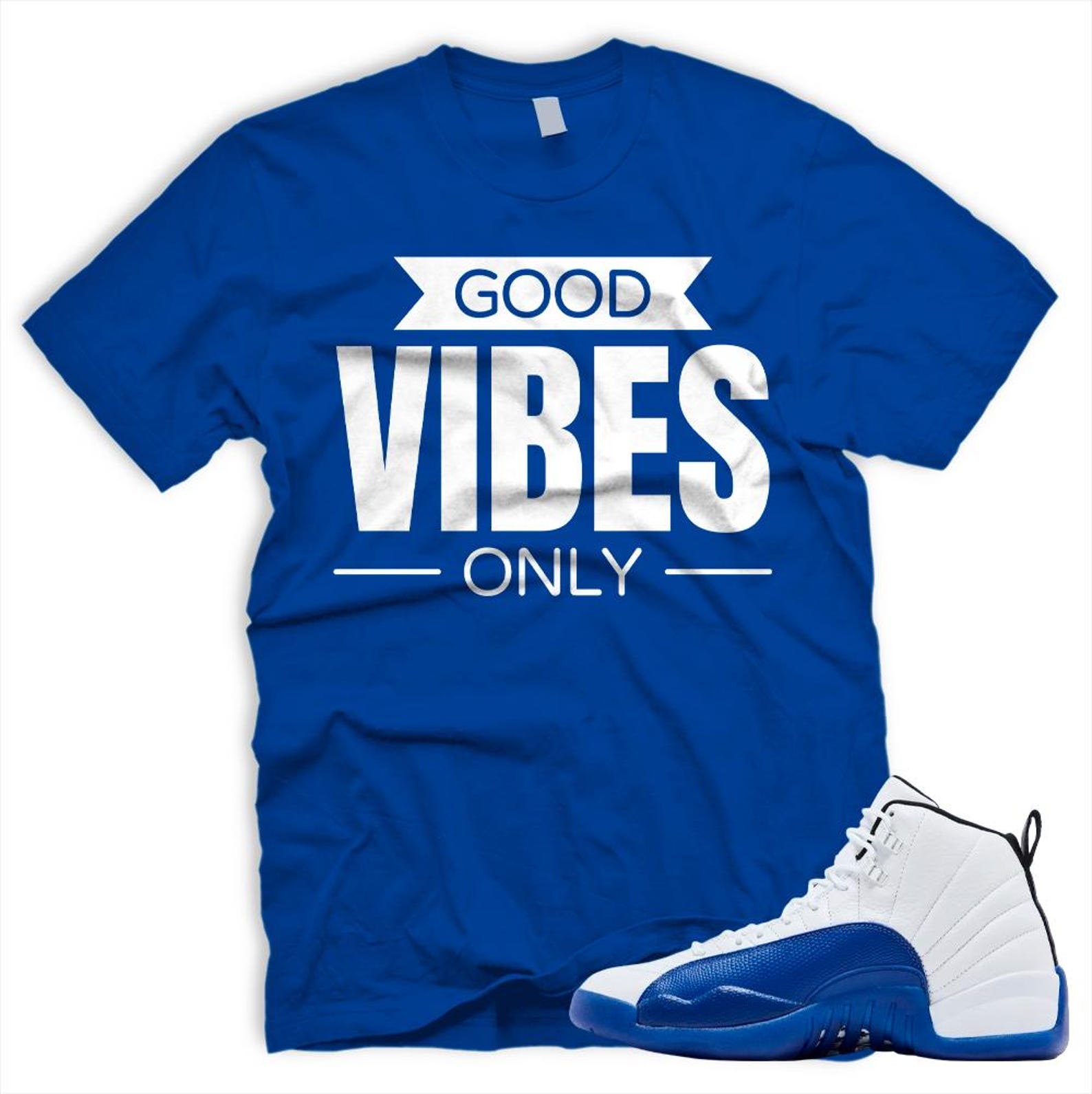 GV Air J 12 Retro Blueberry White Black Matching T Shirt Game Royal Blue, CT8013-140 T-Shirt, Sneaker Match Tee