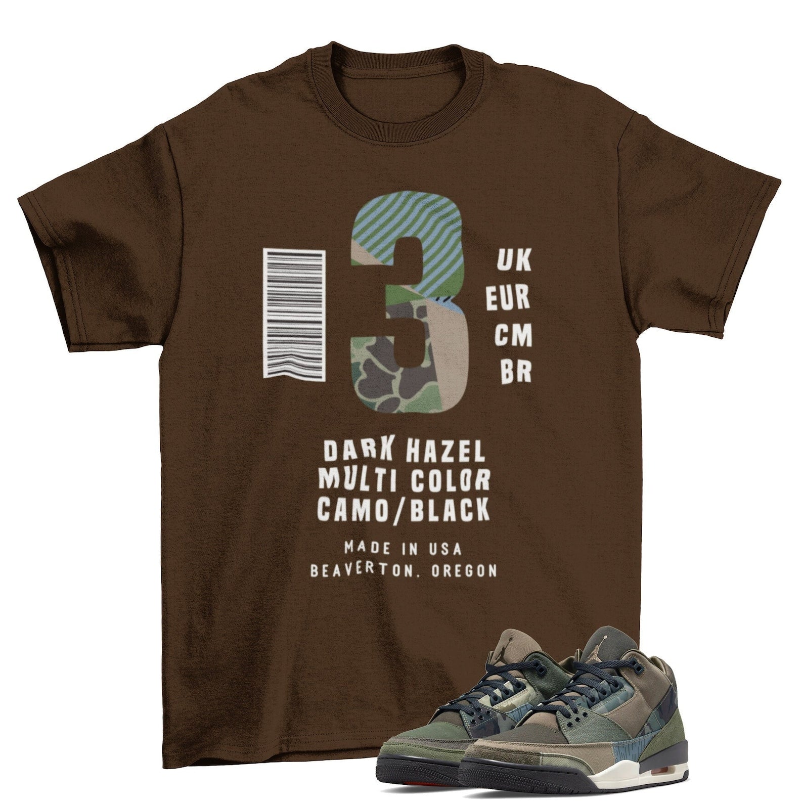 Box Label Jordan 3 Patchwork Softstyle T-Shirt, DO1830-200 T-Shirt, Sneaker Match Tee