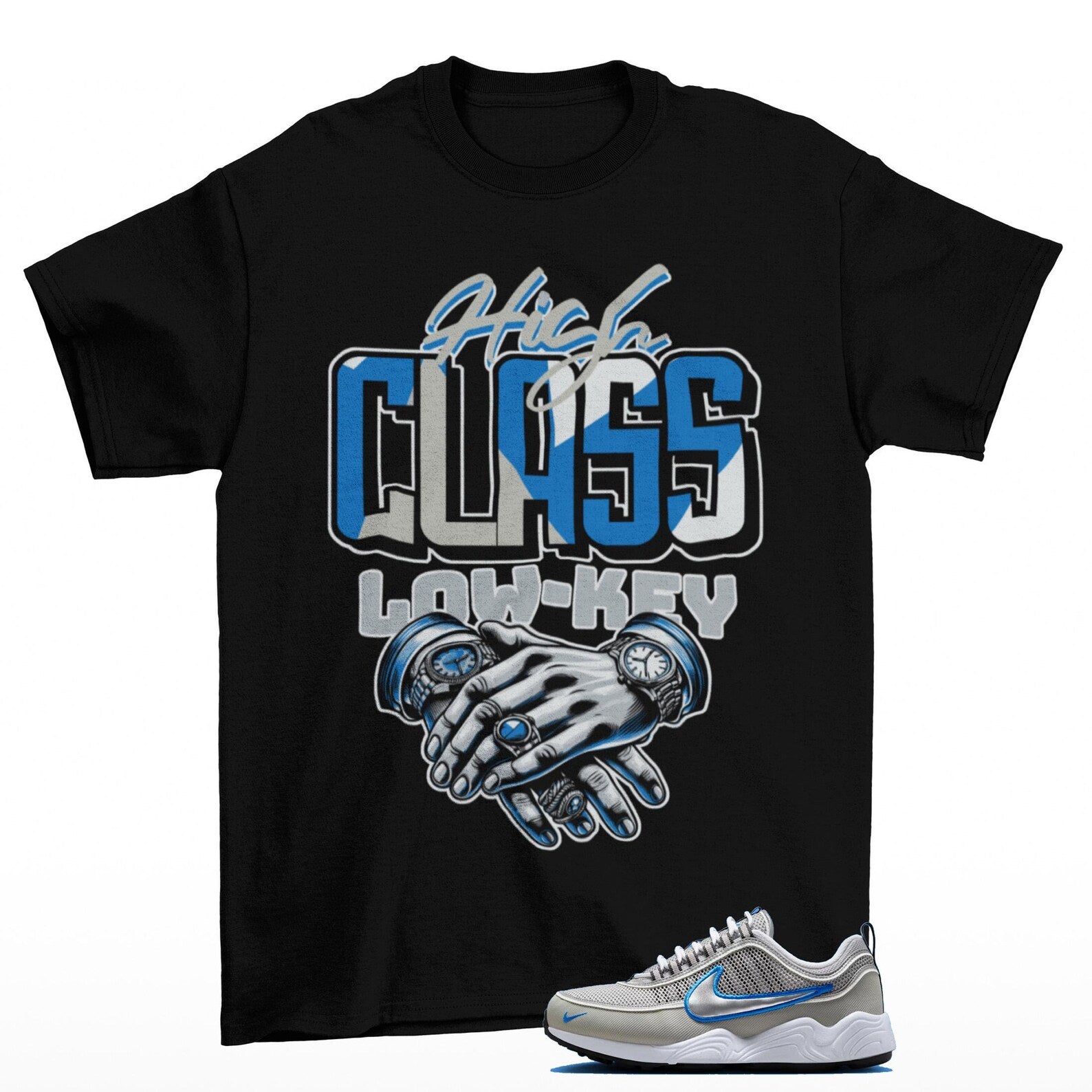 High Class Air Zoom Spiridon OG Metallic Silver Sneaker Matching T Shirt, HF9117-003 T-Shirt, Sneaker Match Tee