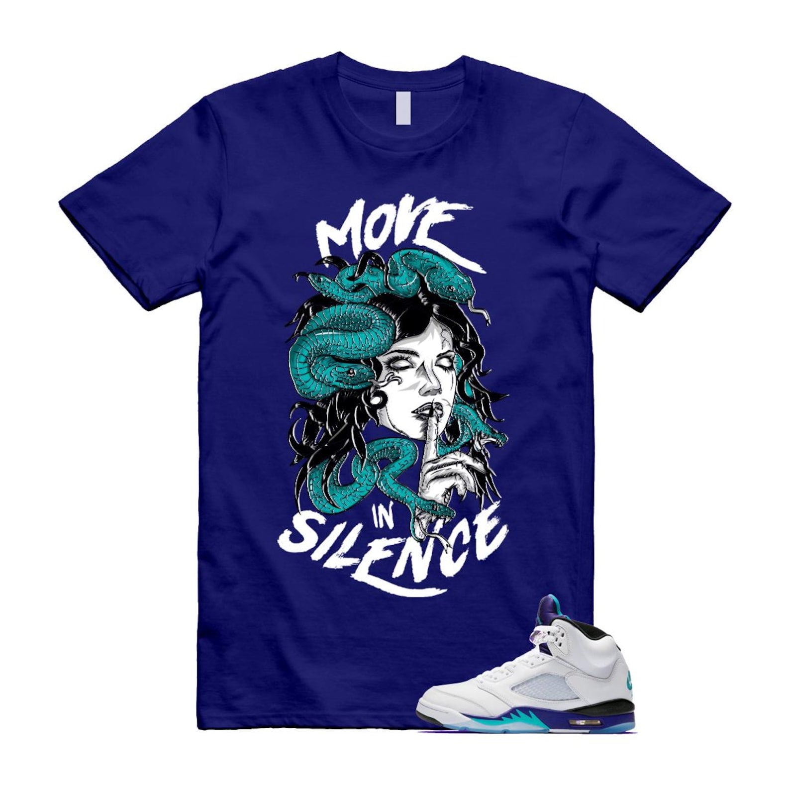 5 Grape White Black 2025 Blue T Shirt Match MIS HQ7978-100 T-Shirt, Sneaker Match Tee
