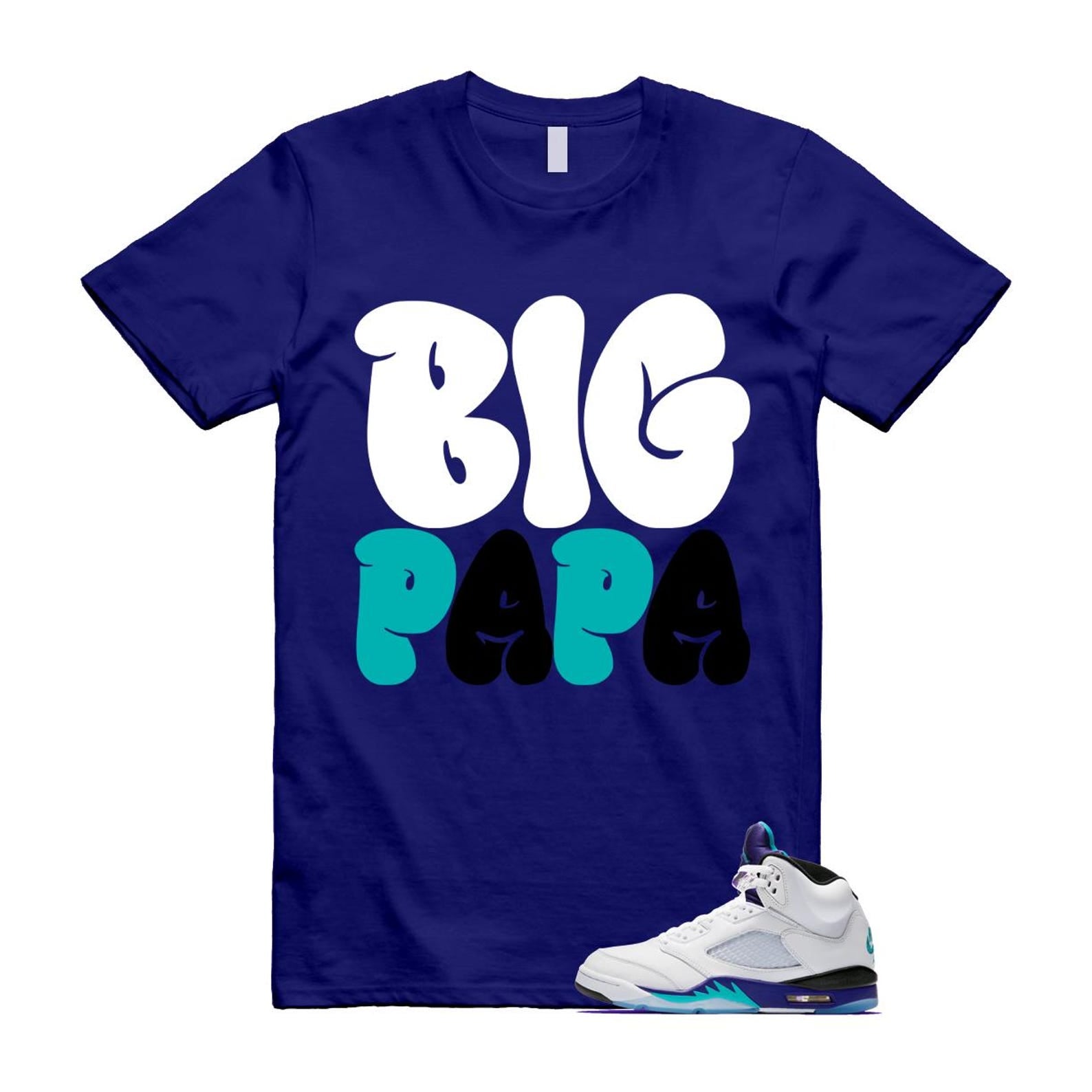 5 Grape White Black 2025 Blue T Shirt Match PAPA HQ7978-100 T-Shirt, Sneaker Match Tee