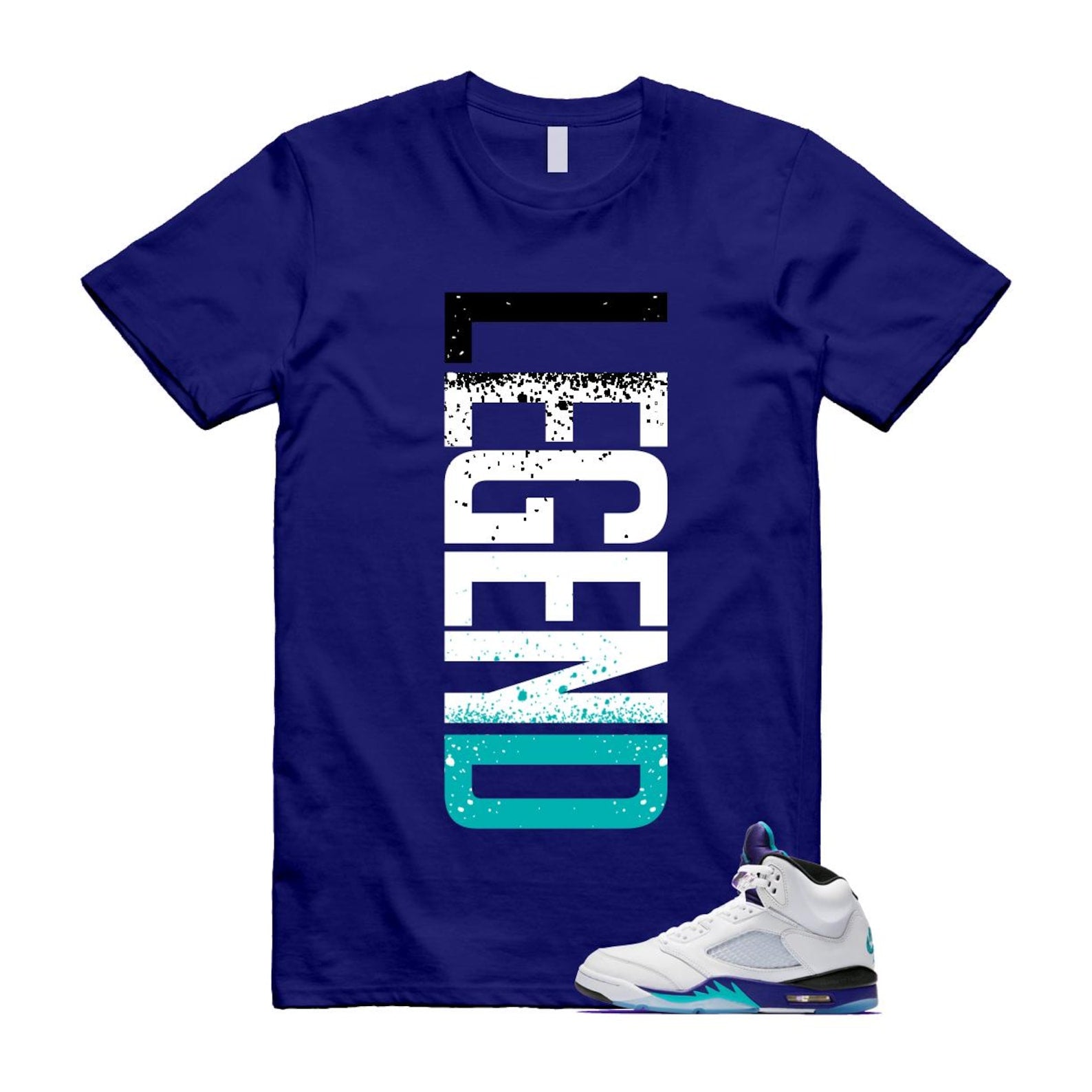 5 Grape White Black 2025 Blue T Shirt Match LEGEND HQ7978-100 T-Shirt, Sneaker Match Tee