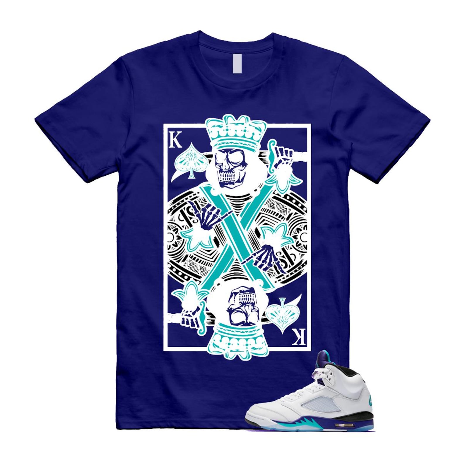 5 Grape White Black 2025 Blue T Shirt Match KC HQ7978-100 T-Shirt, Sneaker Match Tee