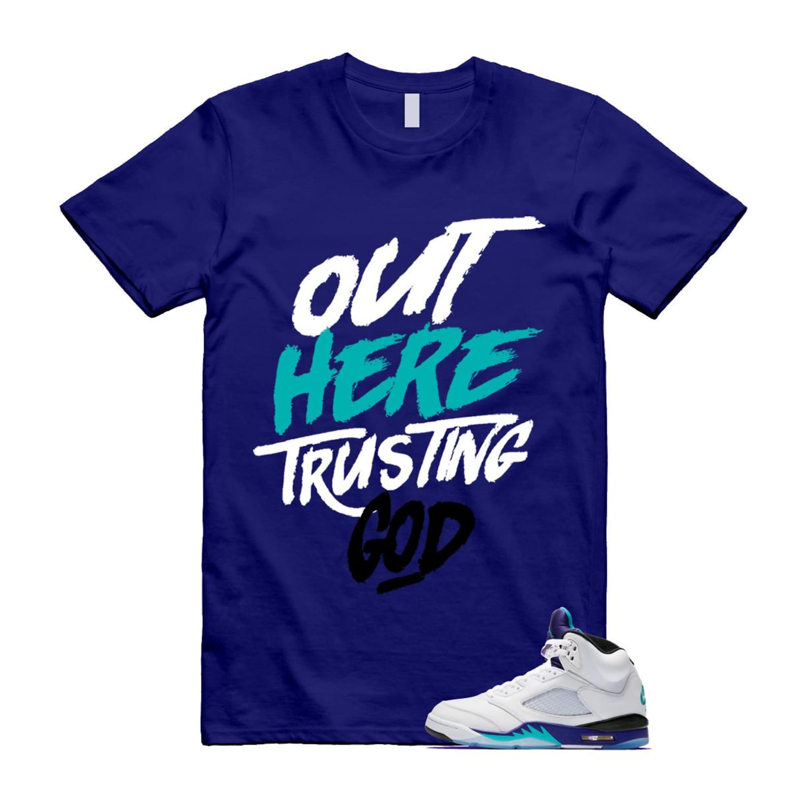 5 Grape White Black 2025 Blue T Shirt Match TG HQ7978-100 T-Shirt, Sneaker Match Tee