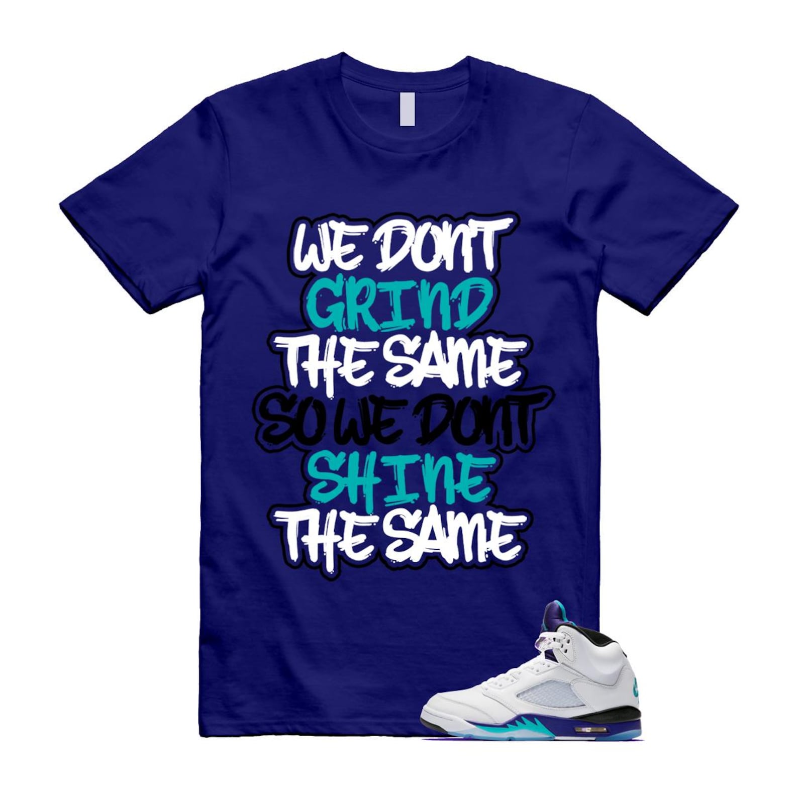 5 Grape White Black 2025 Blue T Shirt Match GRIND HQ7978-100 T-Shirt, Sneaker Match Tee