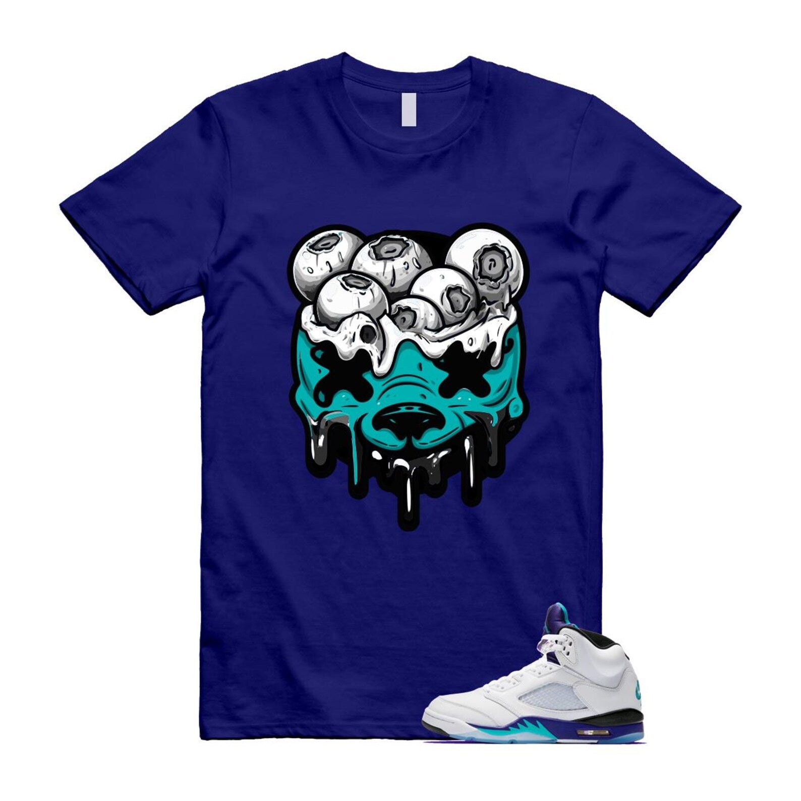 5 Grape White Black 2025 Blue T Shirt Match DBEAR HQ7978-100 T-Shirt, Sneaker Match Tee