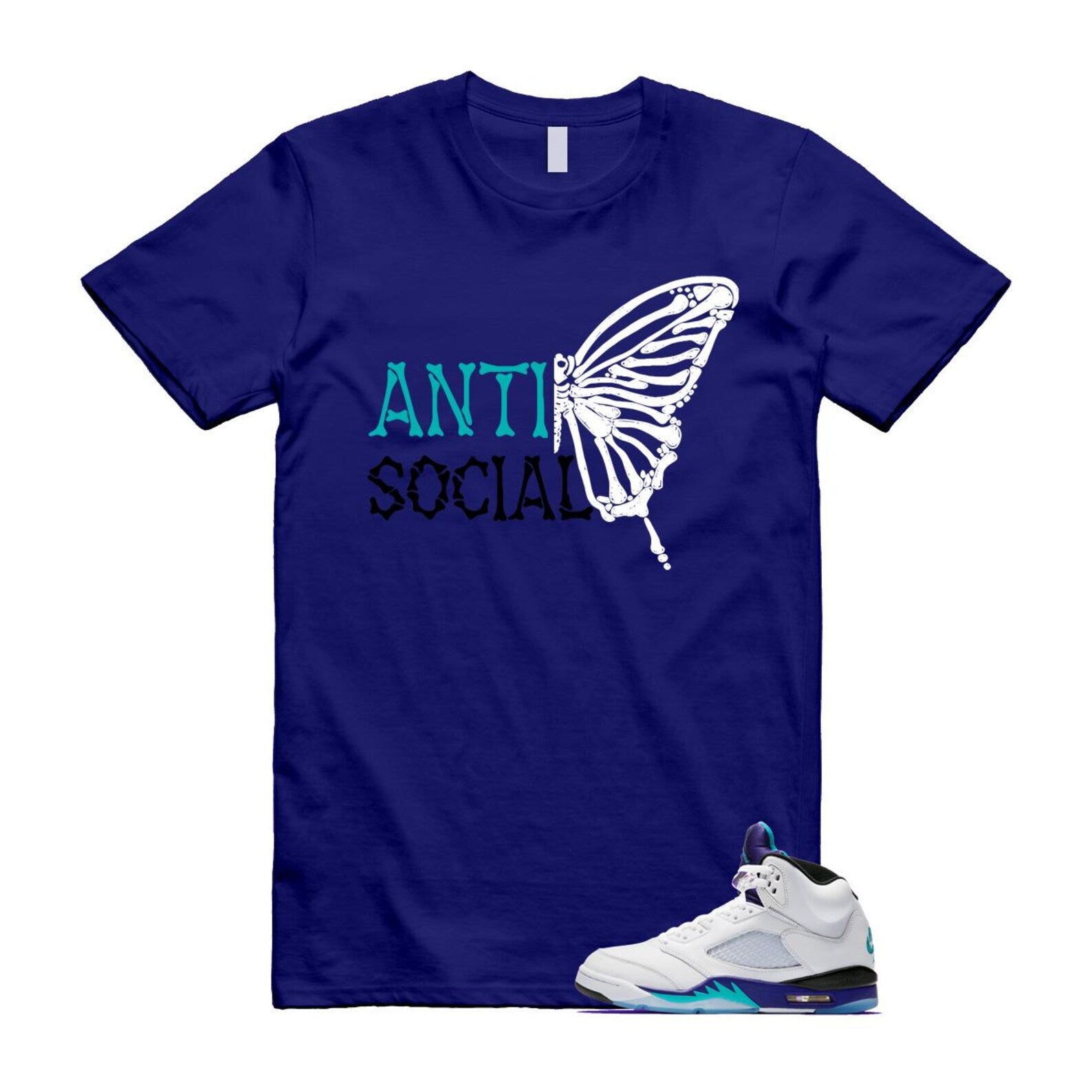 5 Grape White Black 2025 Blue T Shirt Match ASB HQ7978-100 T-Shirt, Sneaker Match Tee