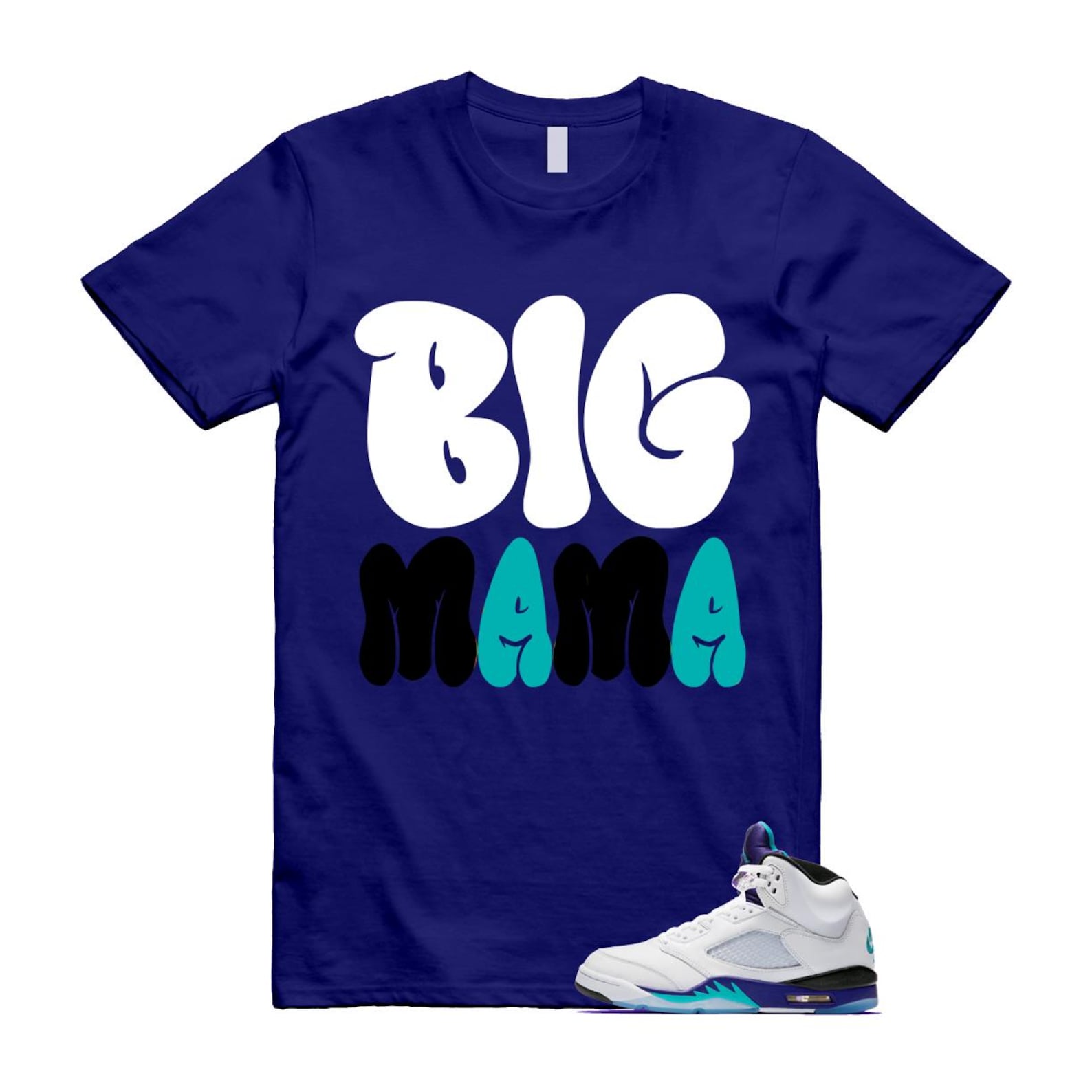 5 Grape White Black 2025 Blue T Shirt Match MAMA HQ7978-100 T-Shirt, Sneaker Match Tee