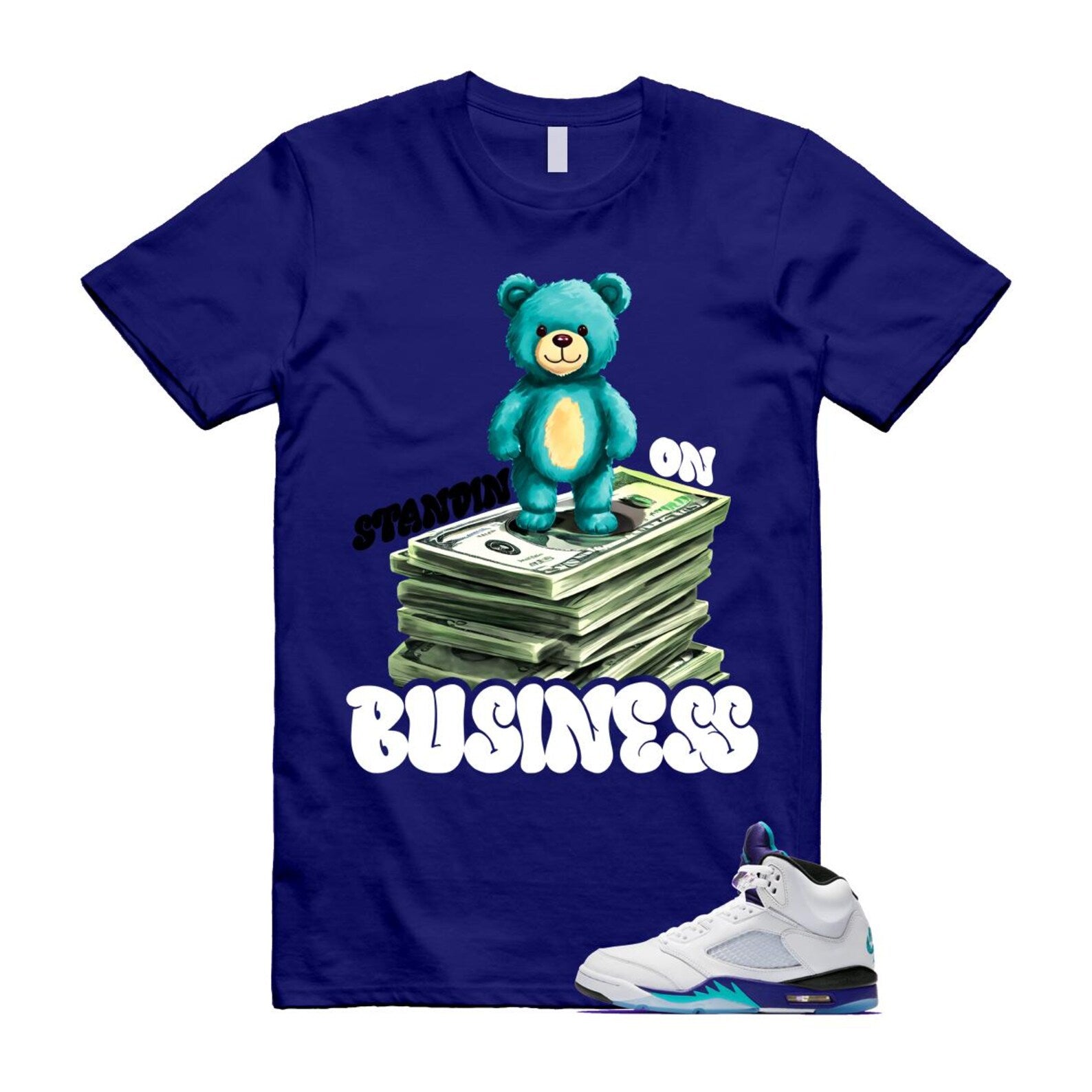 5 Grape White Black 2025 Blue T Shirt Match SB2 HQ7978-100 T-Shirt, Sneaker Match Tee