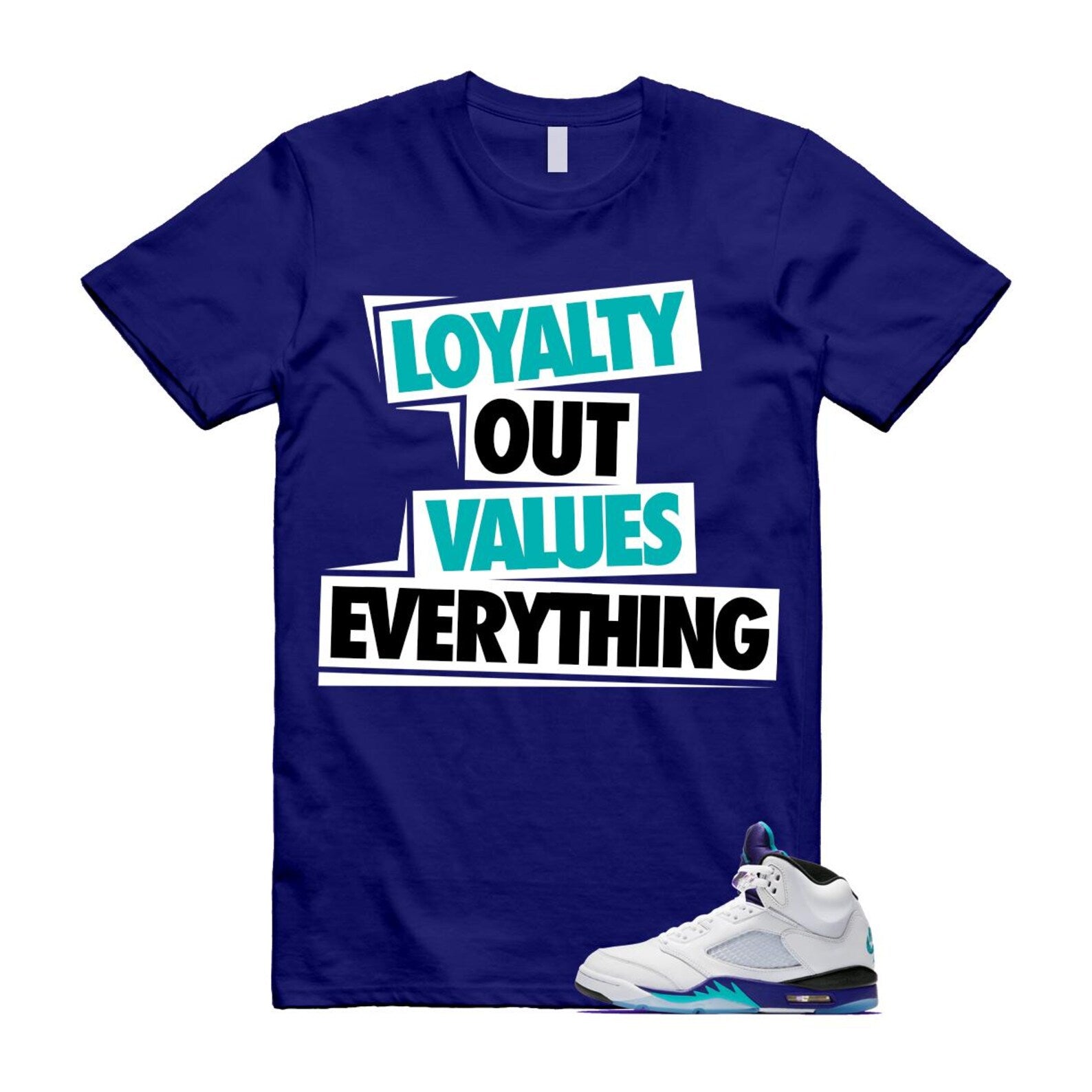 5 Grape White Black 2025 Blue T Shirt Match LOVE HQ7978-100 T-Shirt, Sneaker Match Tee