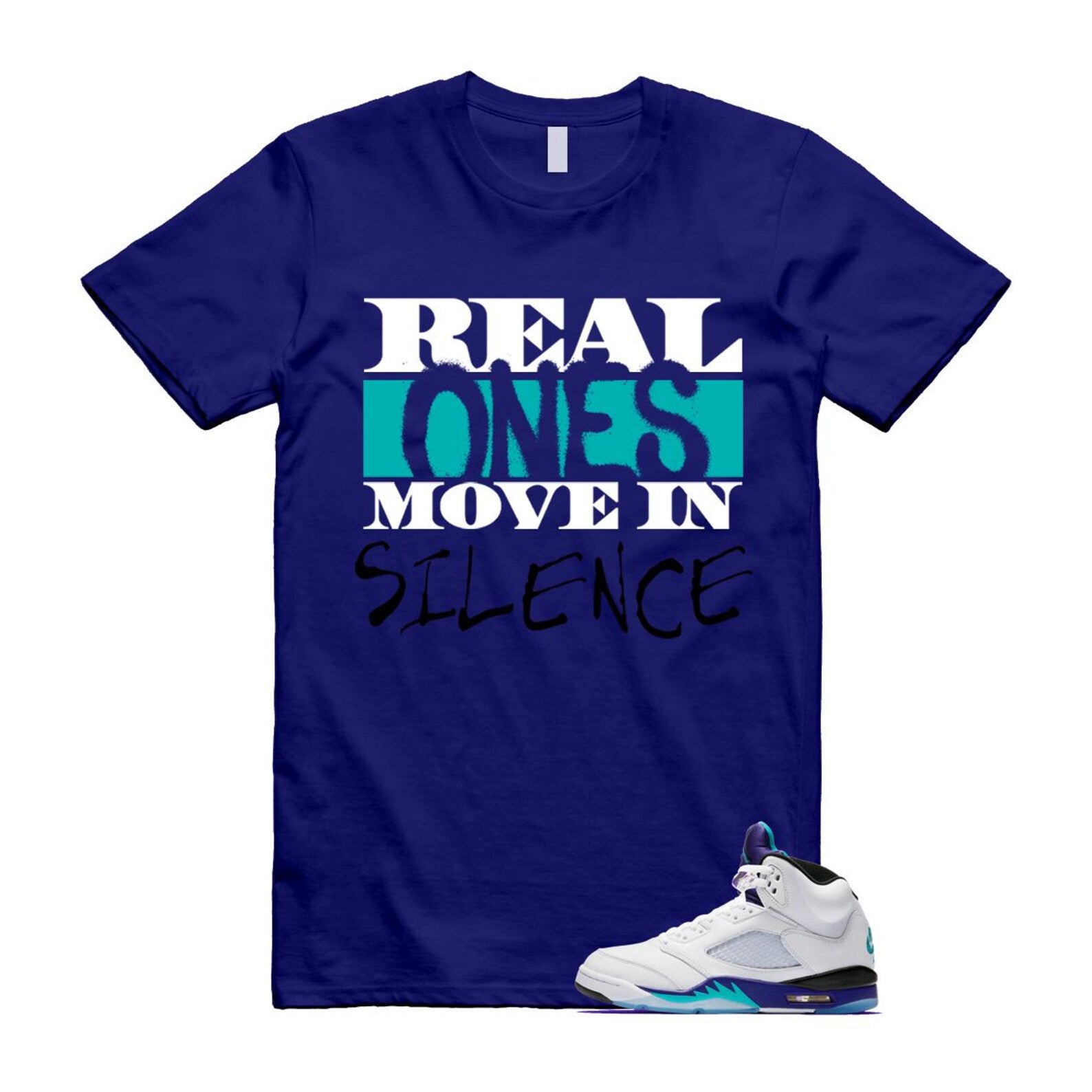5 Grape White Black 2025 Blue T Shirt Match REAL HQ7978-100 T-Shirt, Sneaker Match Tee