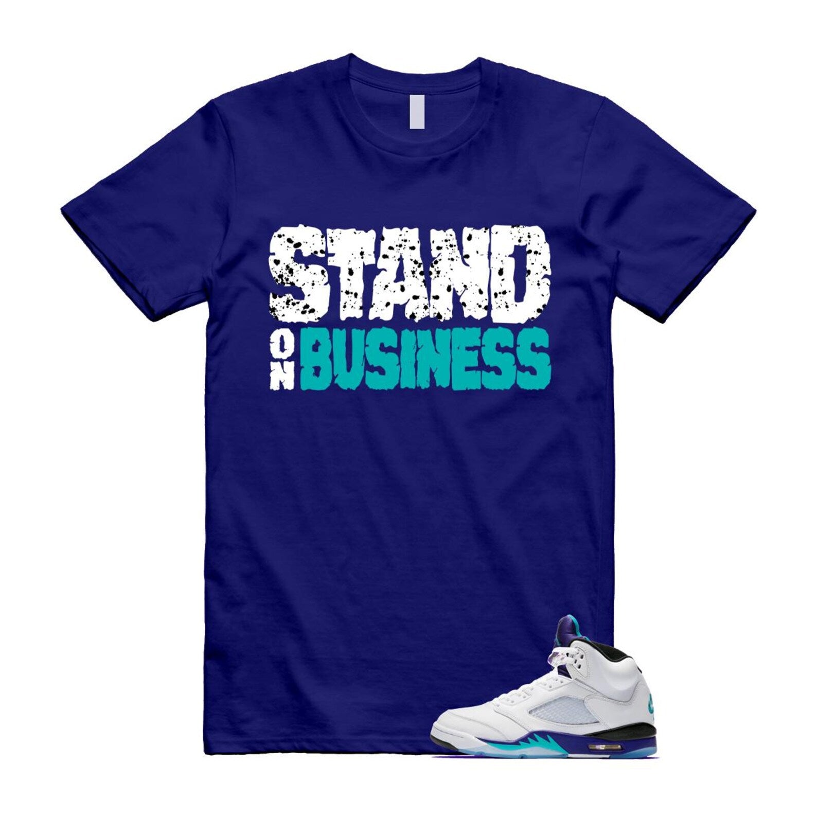 5 Grape White Black 2025 Blue T Shirt Match SOB HQ7978-100 T-Shirt, Sneaker Match Tee