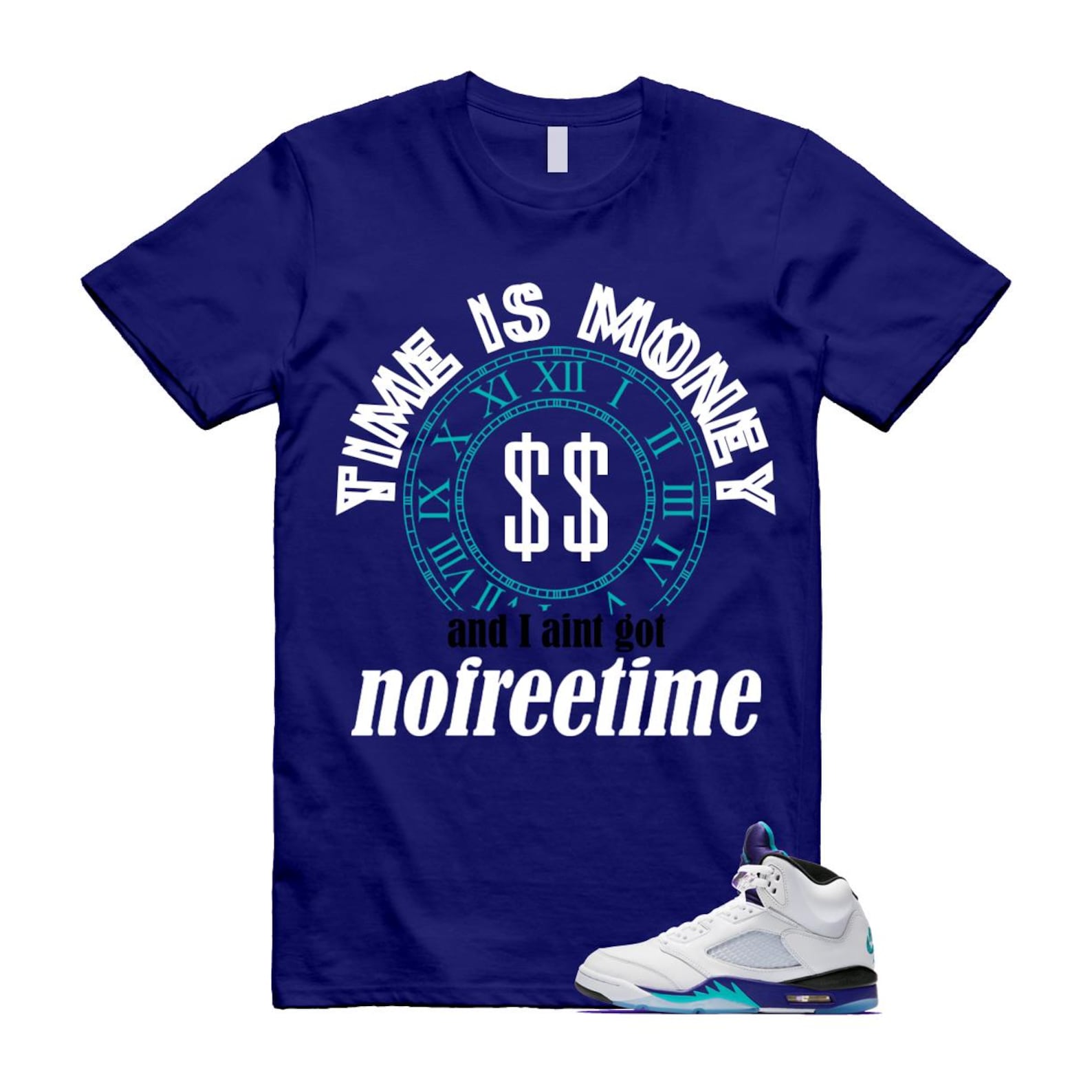 5 Grape White Black 2025 Blue T Shirt Match FREE HQ7978-100 T-Shirt, Sneaker Match Tee