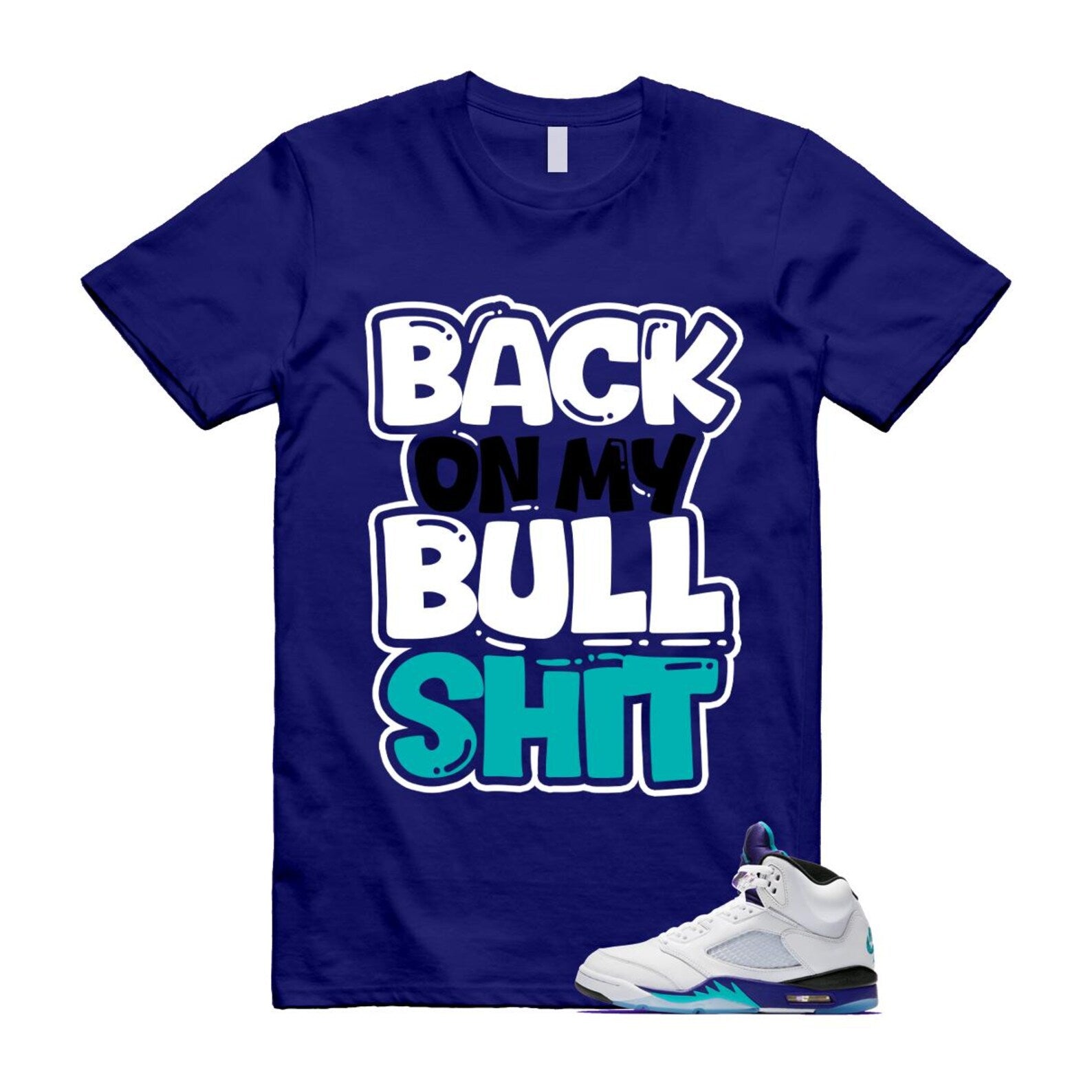 5 Grape White Black 2025 Blue T Shirt Match BULL HQ7978-100 T-Shirt, Sneaker Match Tee