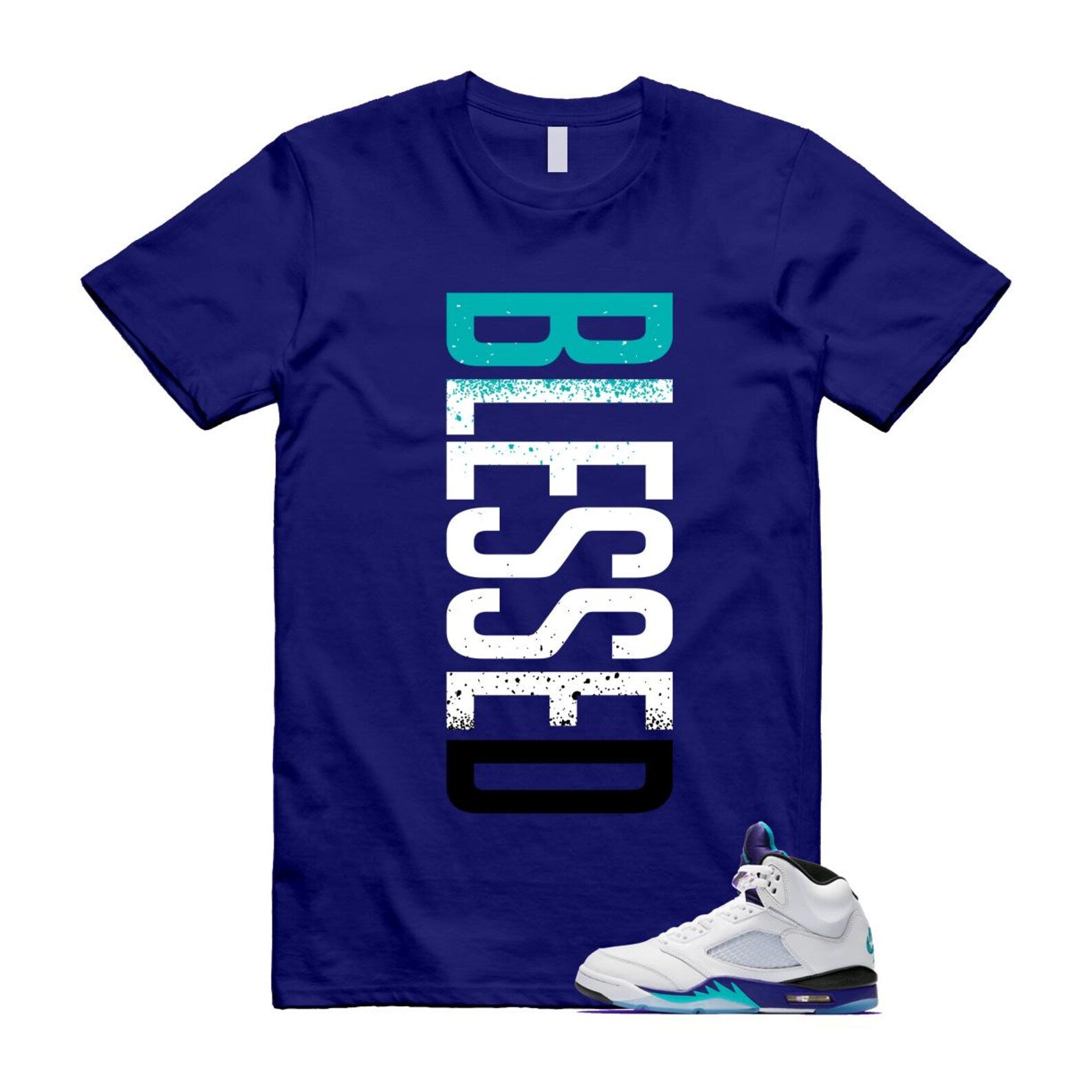 5 Grape White Black 2025 Blue T Shirt Match VERTBLS HQ7978-100 T-Shirt, Sneaker Match Tee