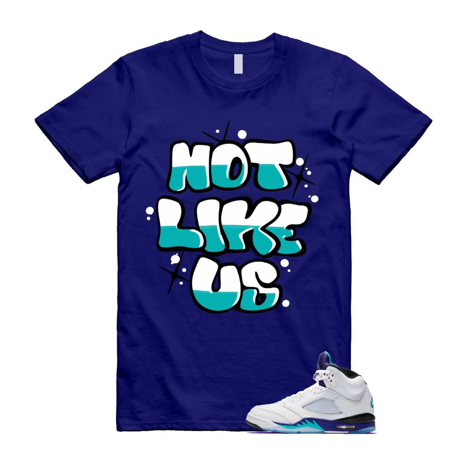 5 Grape White Black 2025 Blue T Shirt Match NLU HQ7978-100 T-Shirt, Sneaker Match Tee