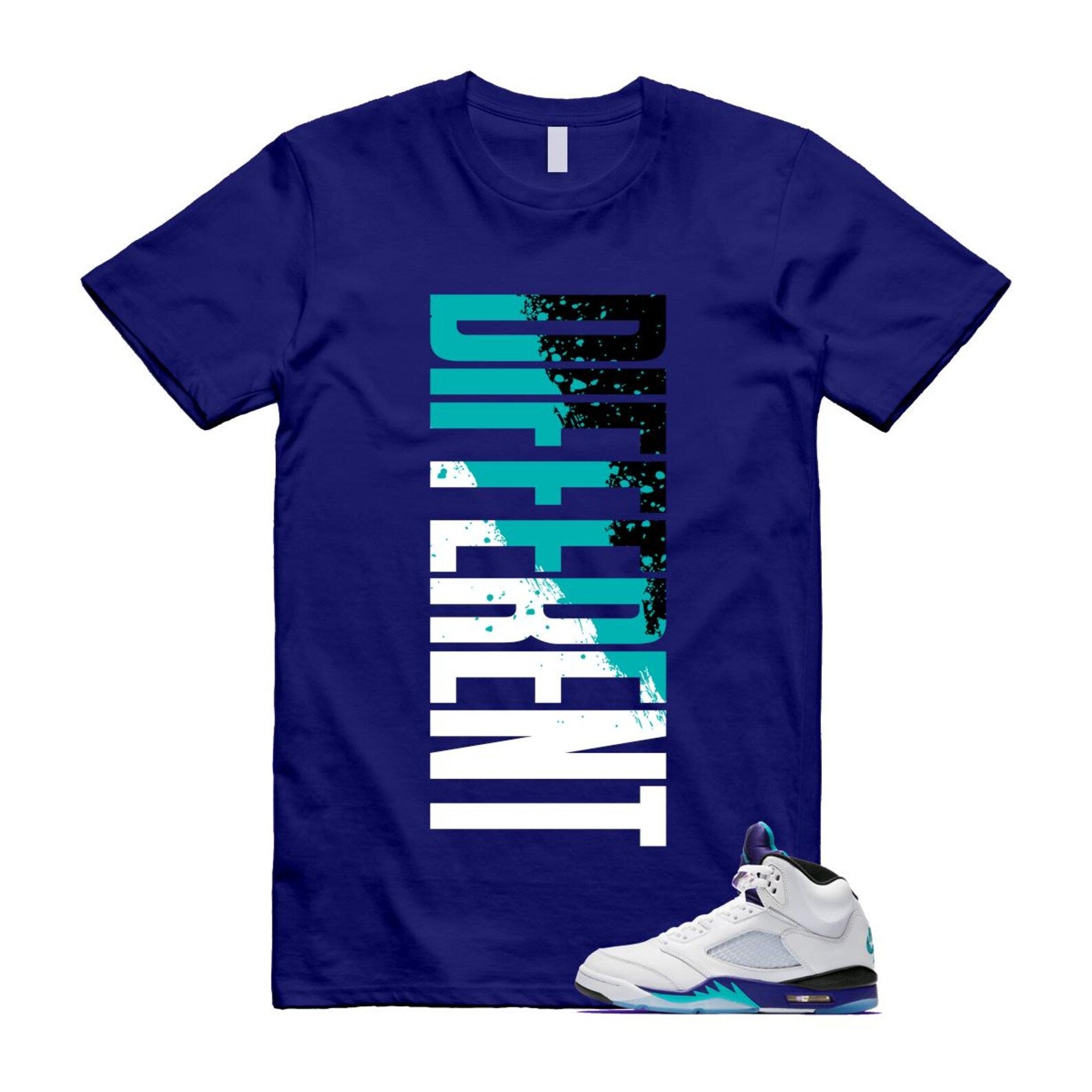 5 Grape White Black 2025 Blue T Shirt Match DFRNT HQ7978-100 T-Shirt, Sneaker Match Tee