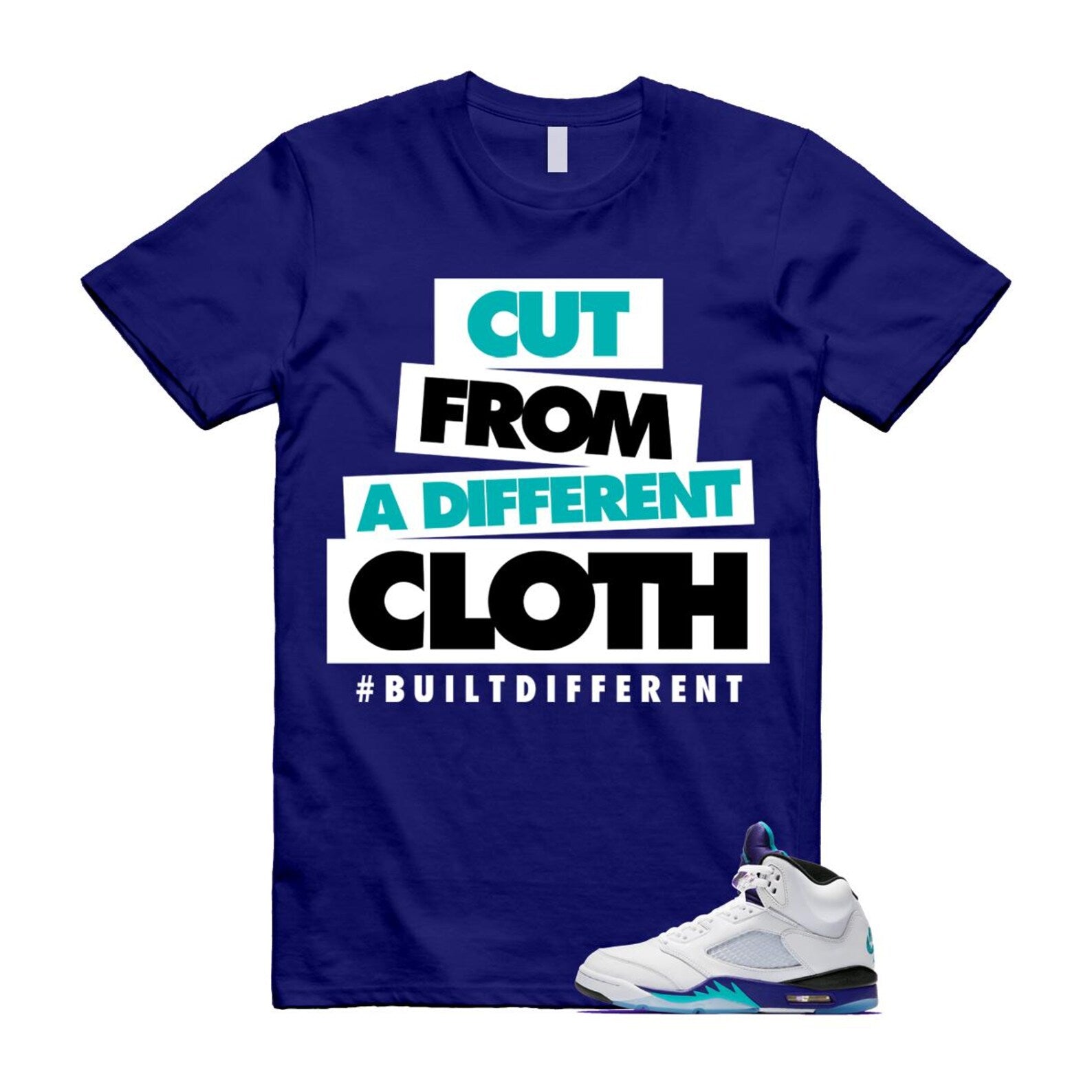 5 Grape White Black 2025 Blue T Shirt Match CLOTH HQ7978-100 T-Shirt, Sneaker Match Tee