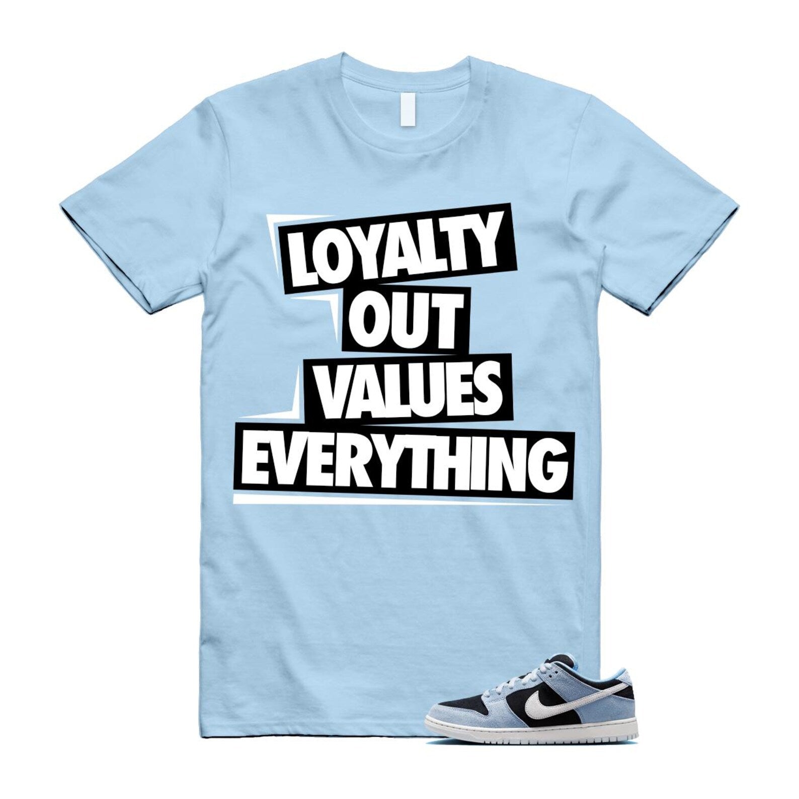 Dunk Aluminum Blue Black Summit White Low SB T Shirt Match LOVE HF3063-400 T-Shirt, Sneaker Match Tee