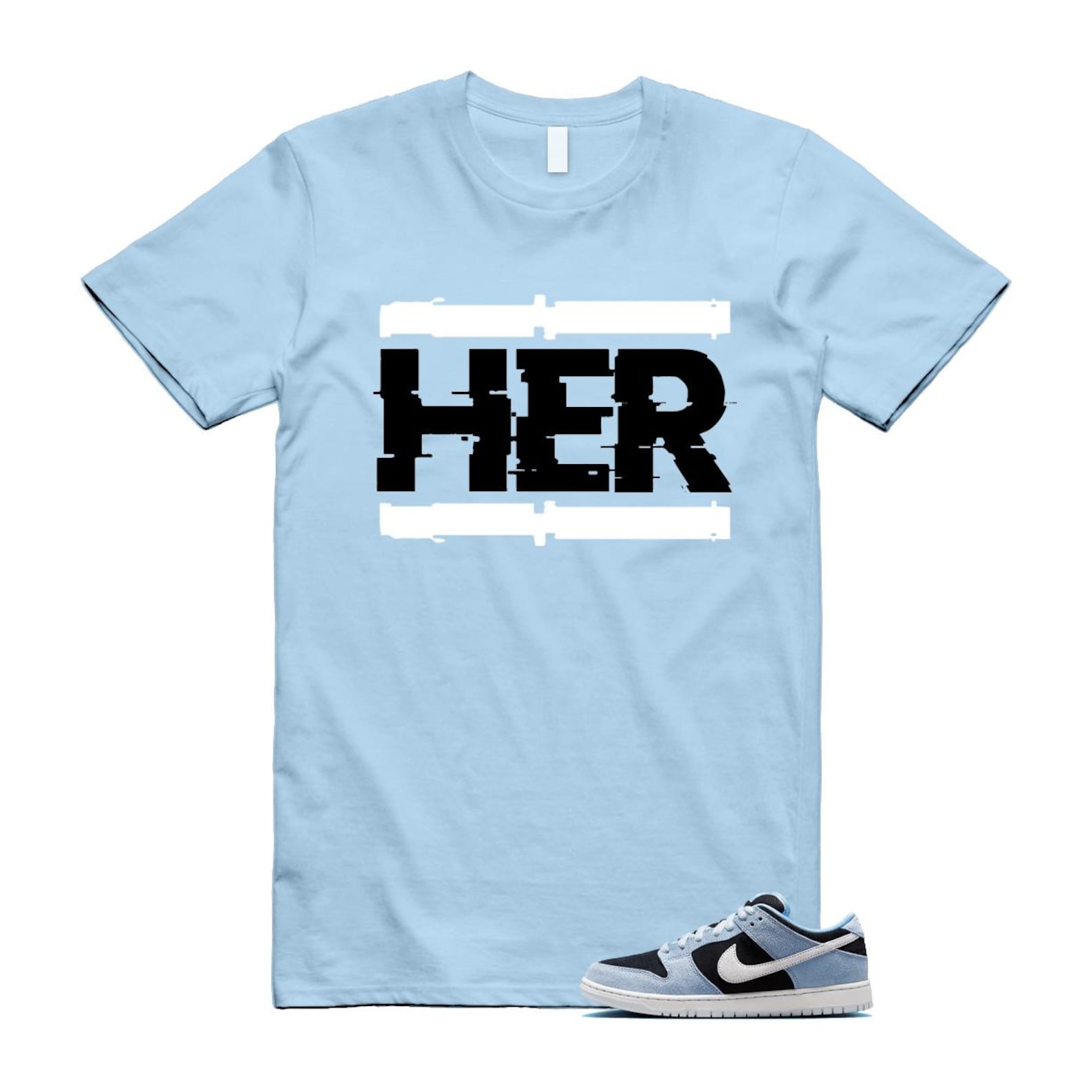 Dunk Aluminum Blue Black Summit White Low SB T Shirt Match HER HF3063-400 T-Shirt, Sneaker Match Tee