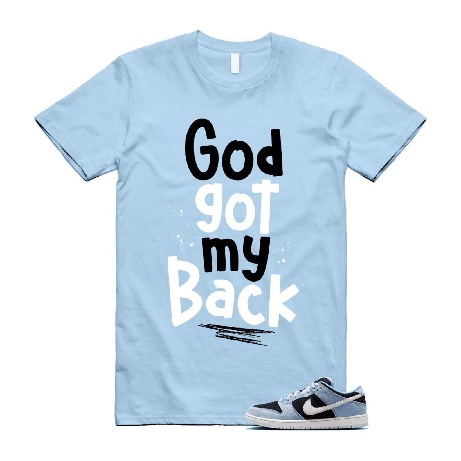 Dunk Aluminum Blue Black Summit White Low SB T Shirt Match GOD HF3063-400 T-Shirt, Sneaker Match Tee