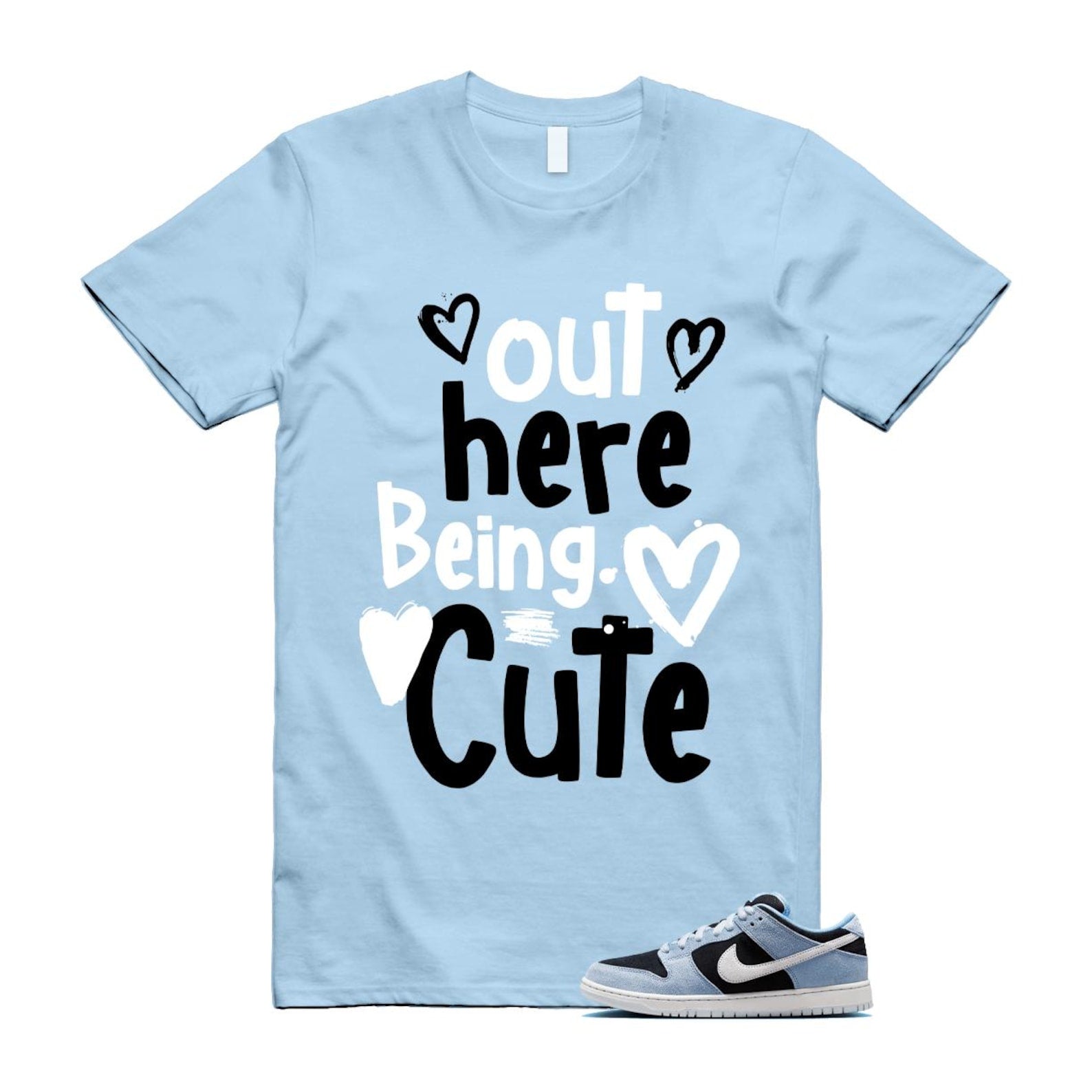 Dunk Aluminum Blue Black Summit White Low SB T Shirt Match C2 HF3063-400 T-Shirt, Sneaker Match Tee