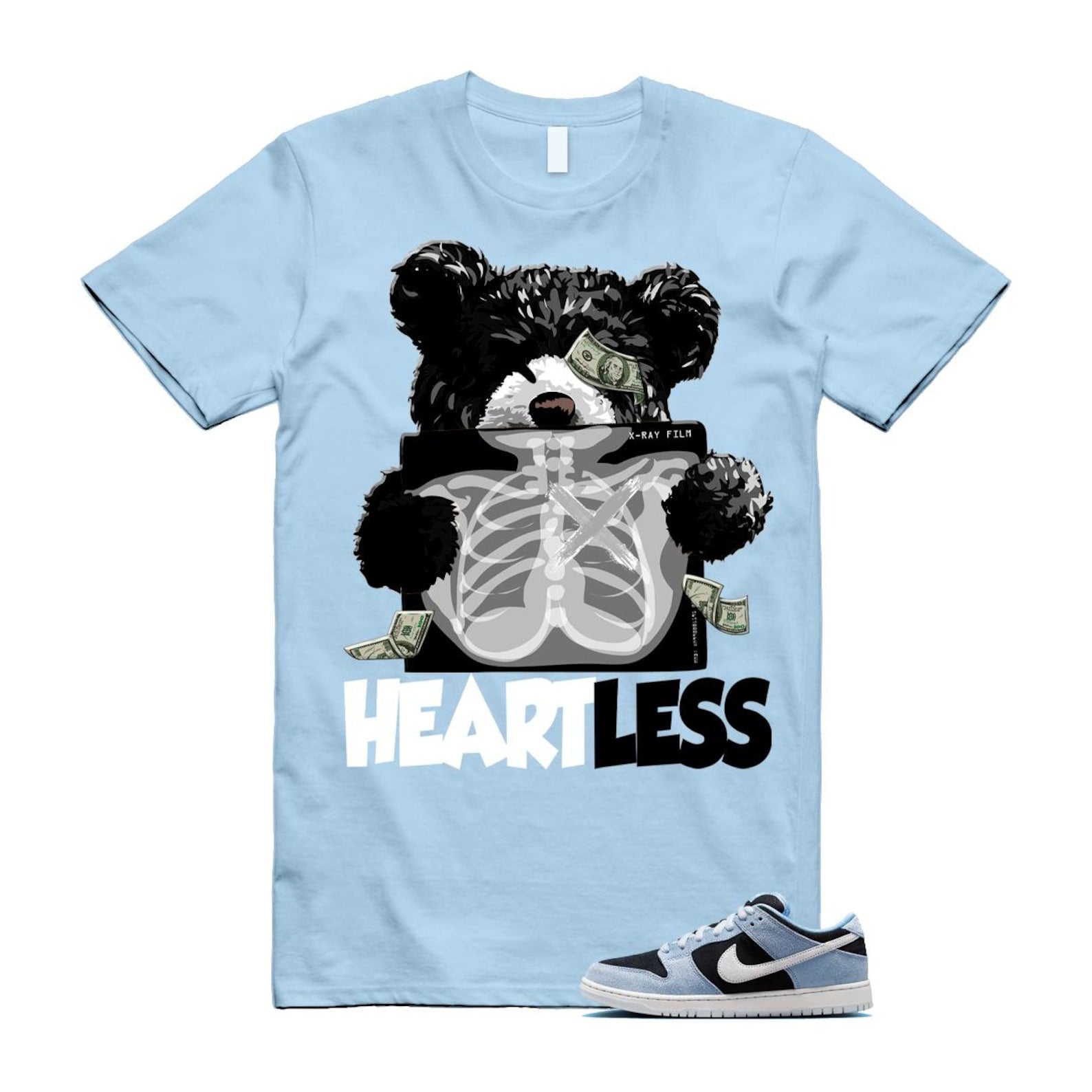 Dunk Aluminum Blue Black Summit White Low SB T Shirt Match HEART HF3063-400 T-Shirt, Sneaker Match Tee