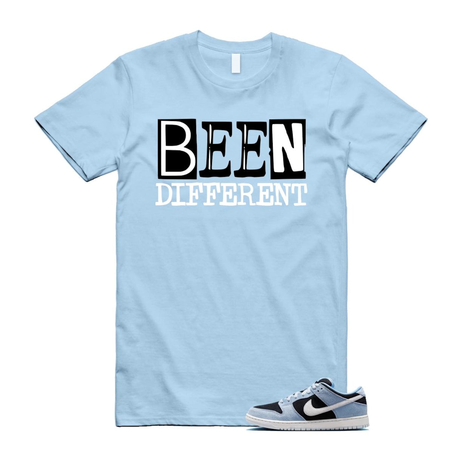 Dunk Aluminum Blue Black Summit White Low SB T Shirt Match BEEN HF3063-400 T-Shirt, Sneaker Match Tee