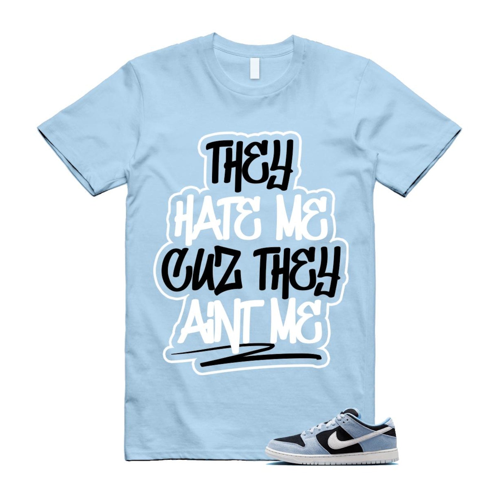 Dunk Aluminum Blue Black Summit White Low SB T Shirt Match AINT HF3063-400 T-Shirt, Sneaker Match Tee