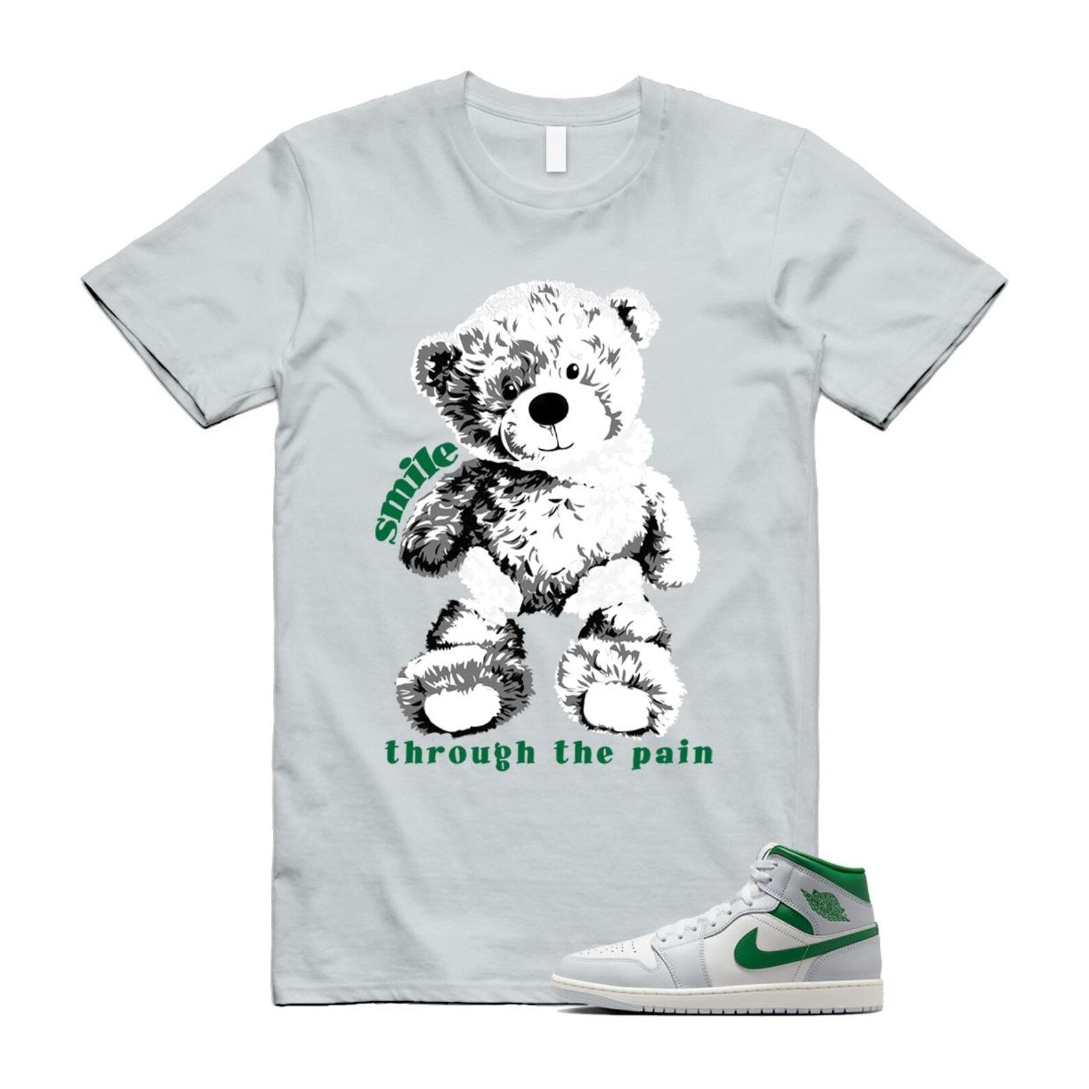 1 Summit White Pure Platinum Pine Green Sail T Shirt Match SMILE DQ8426-142 T-Shirt, Sneaker Match Tee
