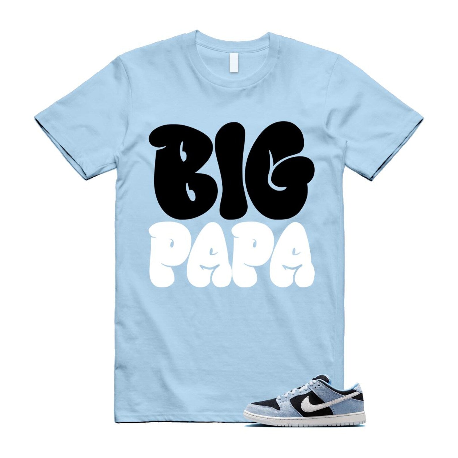 Dunk Aluminum Blue Black Summit White Low SB T Shirt Match PAPA HF3063-400 T-Shirt, Sneaker Match Tee