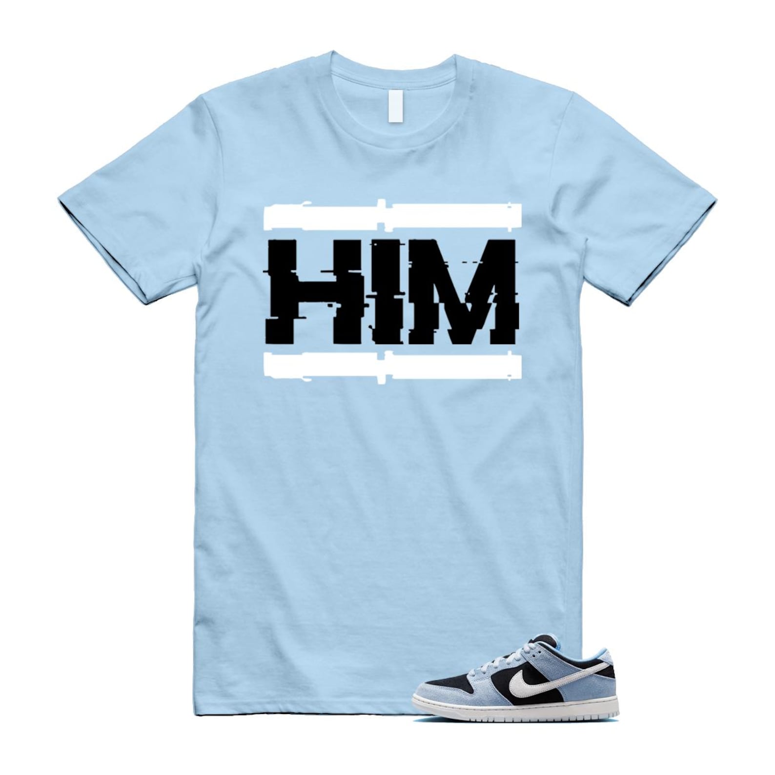Dunk Aluminum Blue Black Summit White Low SB T Shirt Match HIM HF3063-400 T-Shirt, Sneaker Match Tee