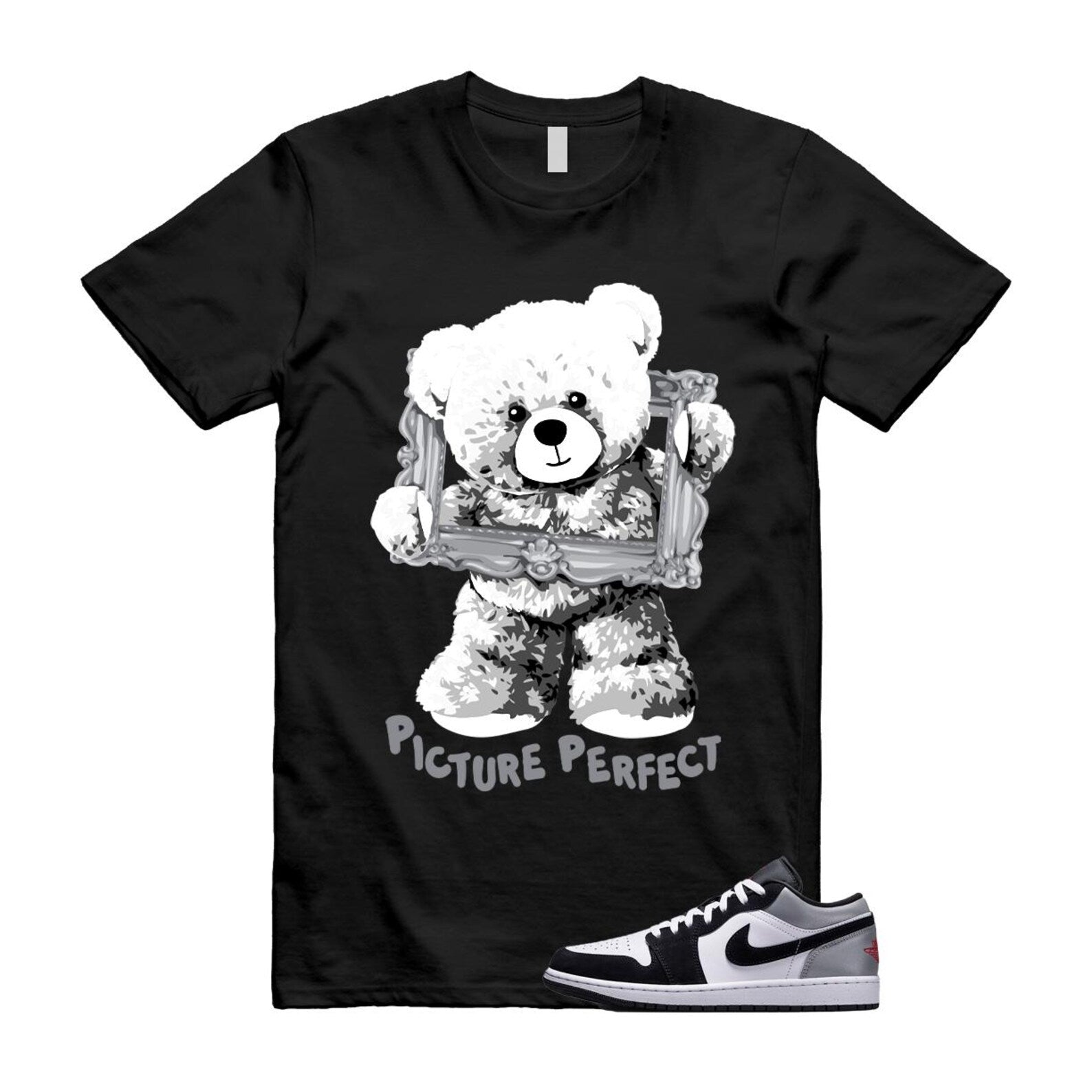 1 Black Matte Silver White Fire Red T Shirt Match PIC HF3148-106 T-Shirt, Sneaker Match Tee