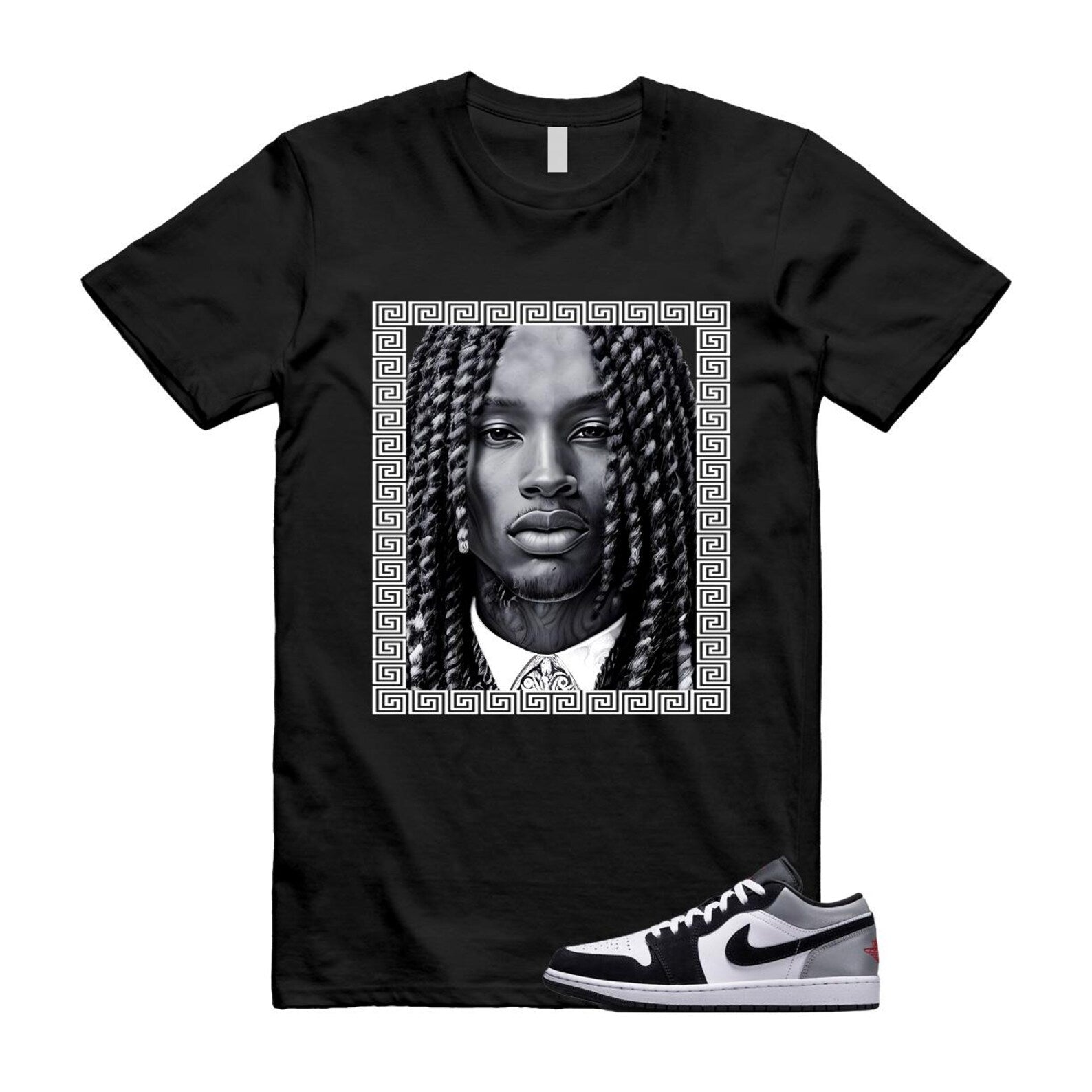 1 Black Matte Silver White Fire Red T Shirt Match VON HF3148-106 T-Shirt, Sneaker Match Tee