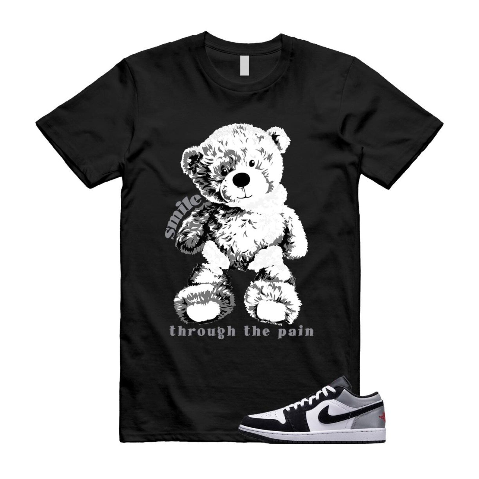 1 Black Matte Silver White Fire Red T Shirt Match SMILE HF3148-106 T-Shirt, Sneaker Match Tee